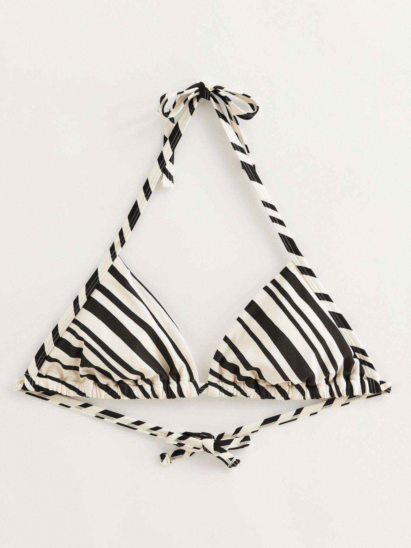  image of new-look-striped-triangle-bikini-top-black