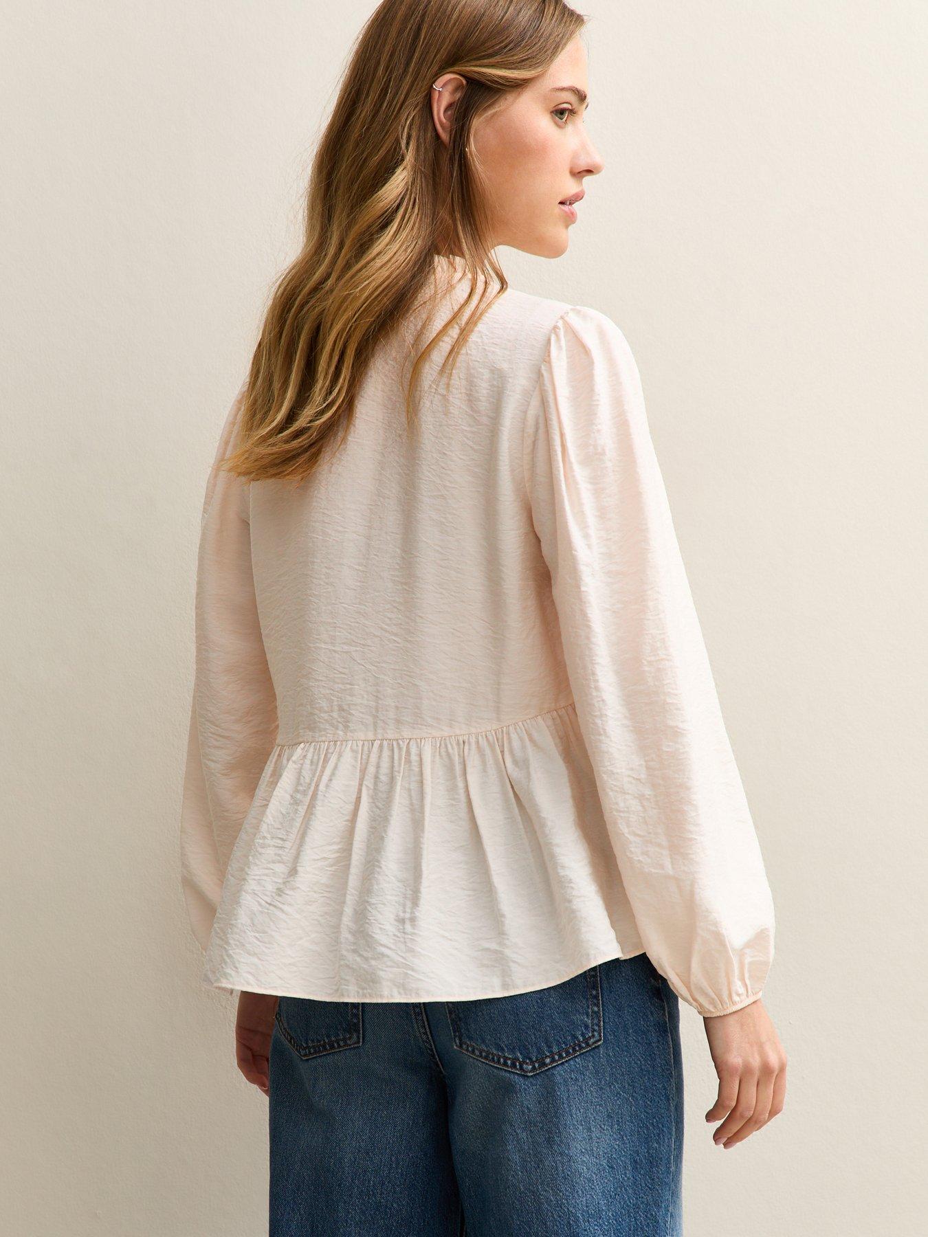  image of new-look-light-pink-button-up-peplum-tea-blouse-light-pink