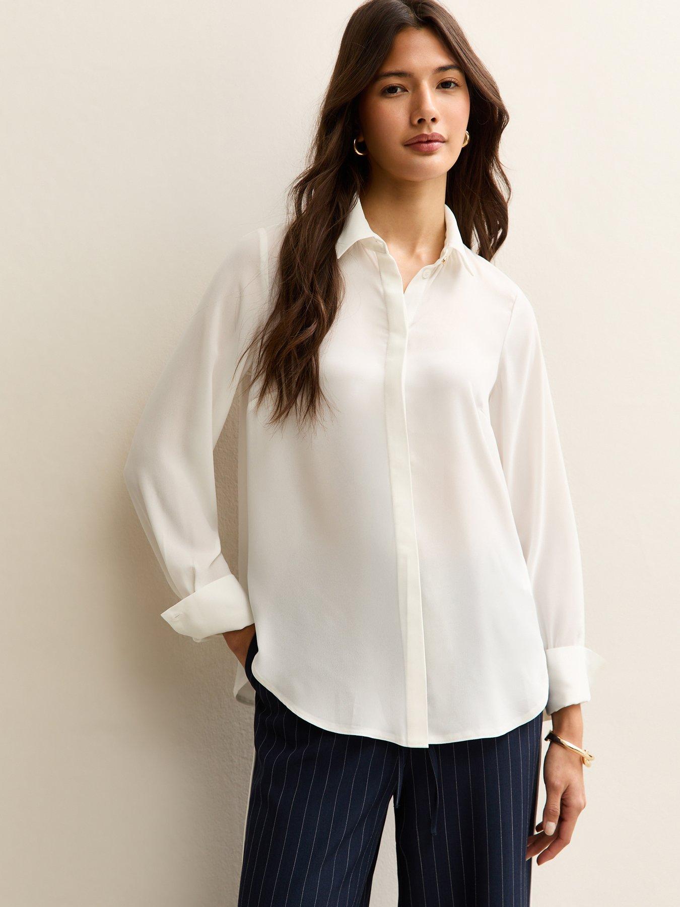 New Look Concealed Button Shirt - White