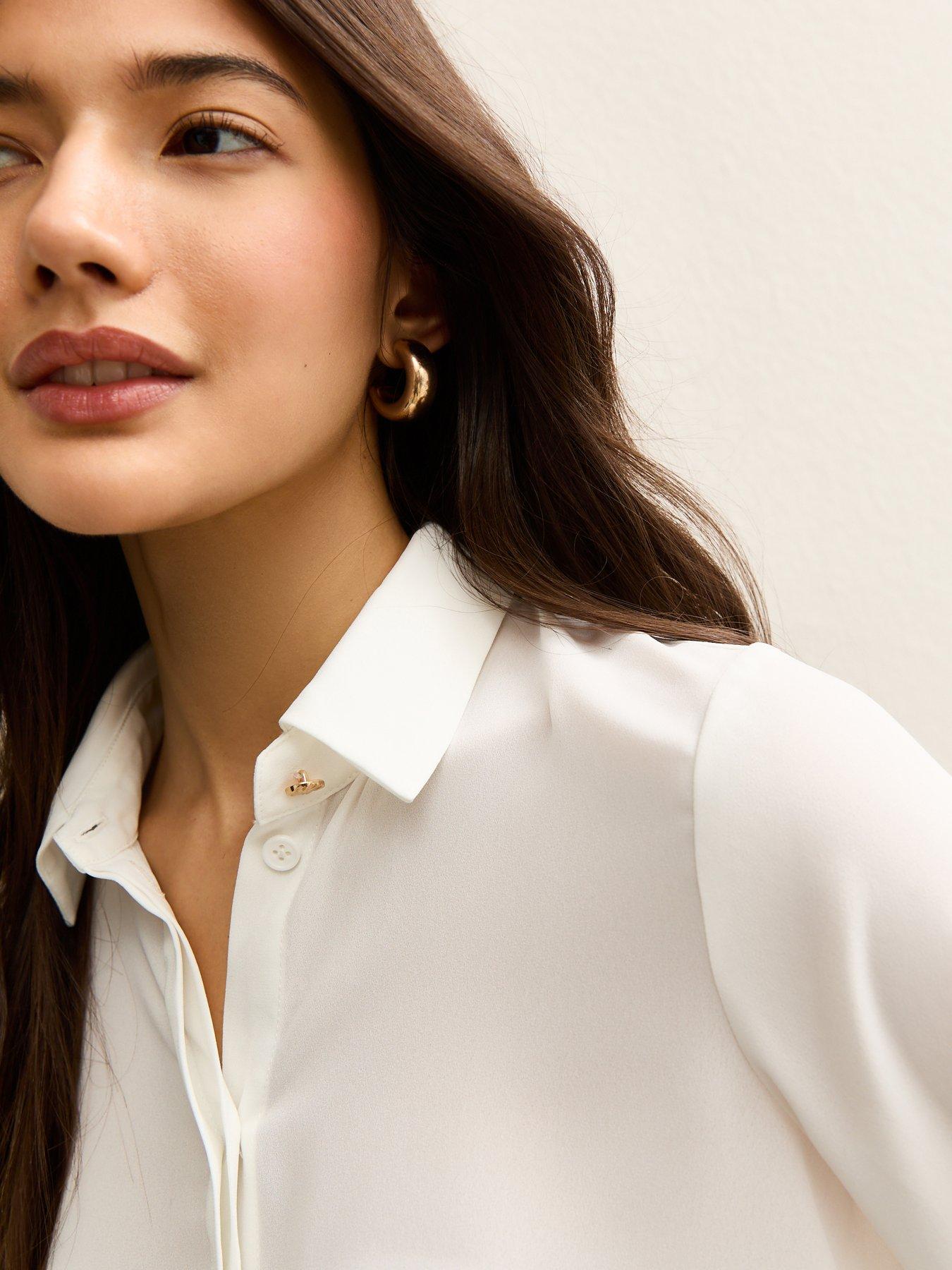  image of new-look-concealed-button-shirt-white