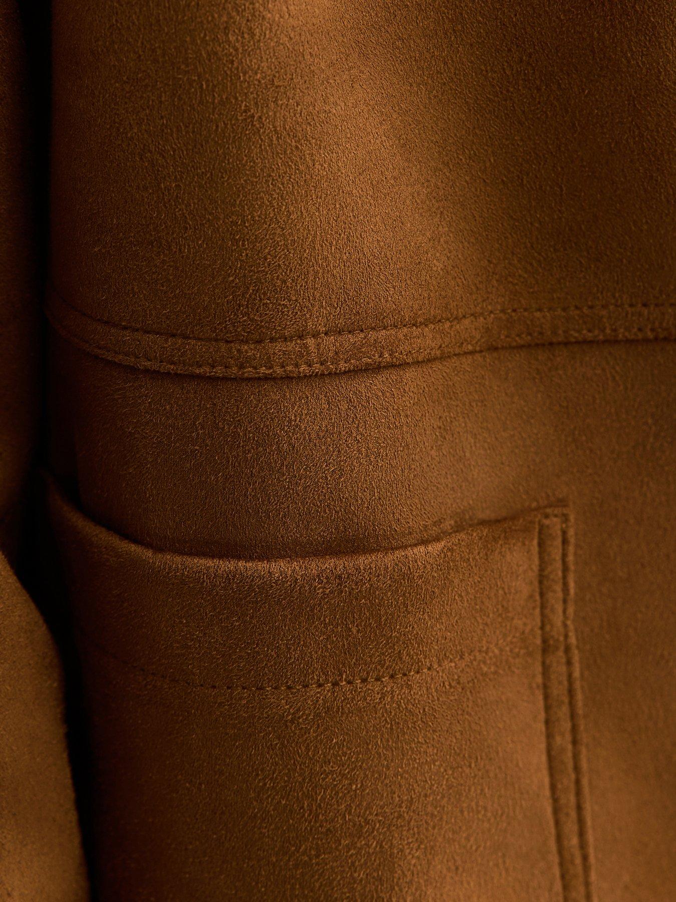  image of new-look-faux-suede-button-front-jacket-tan