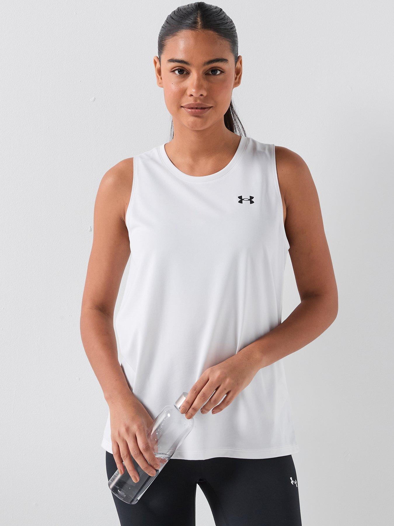 front image of under-armour-womens-training-tech-tank-white