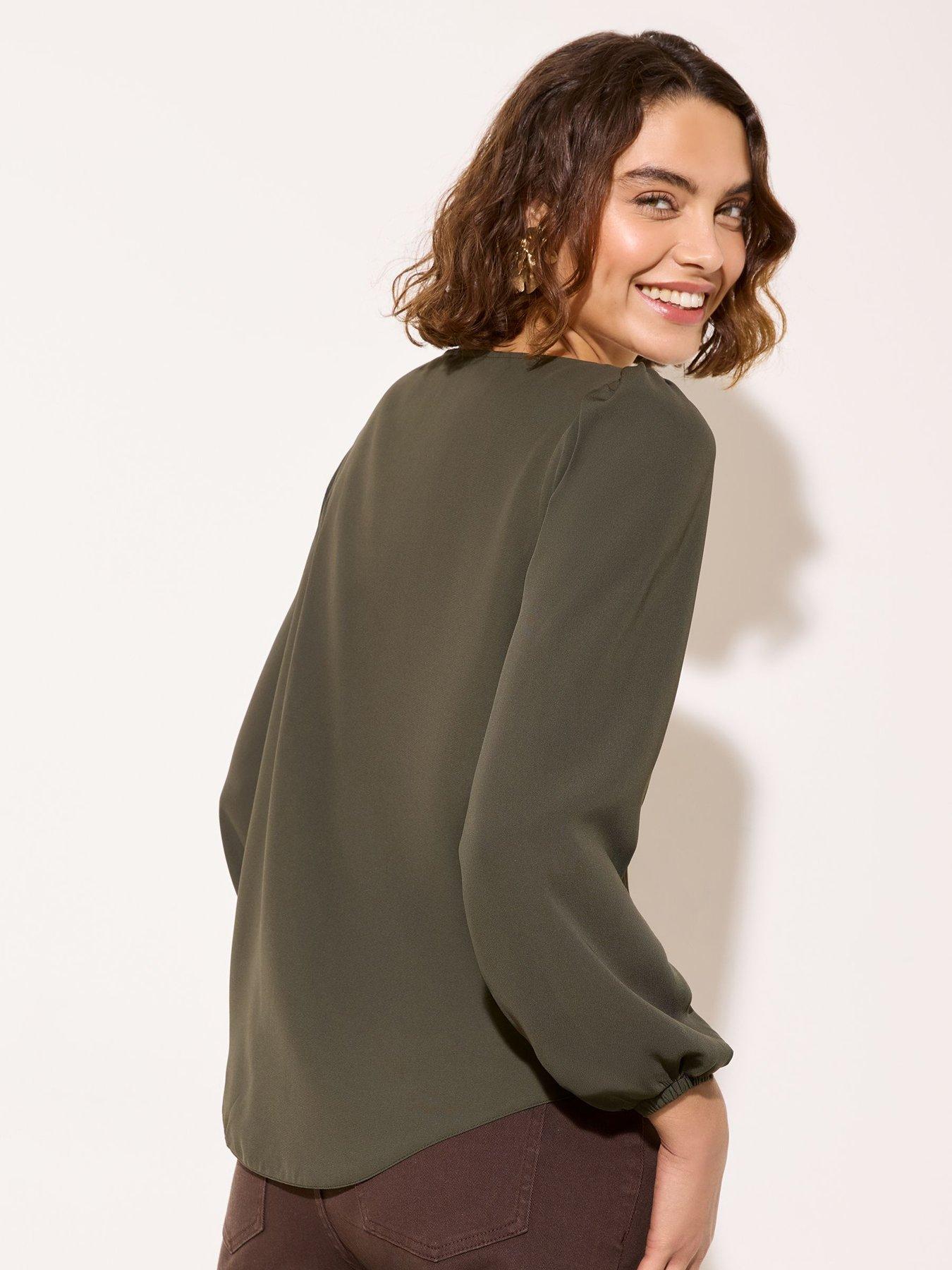 Image 2 of 4 of Friends Like These Hardware Drape Blouse - Green