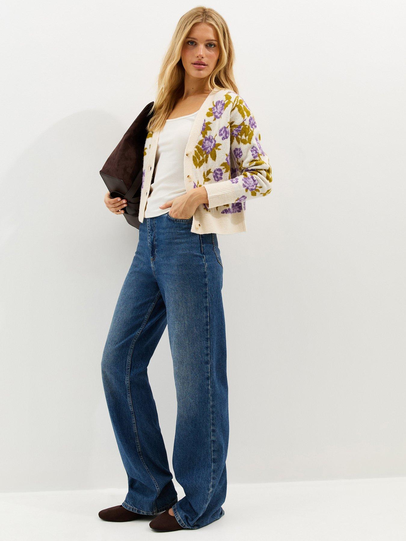  image of new-look-cream-floral-patterned-v-neck-cardigan