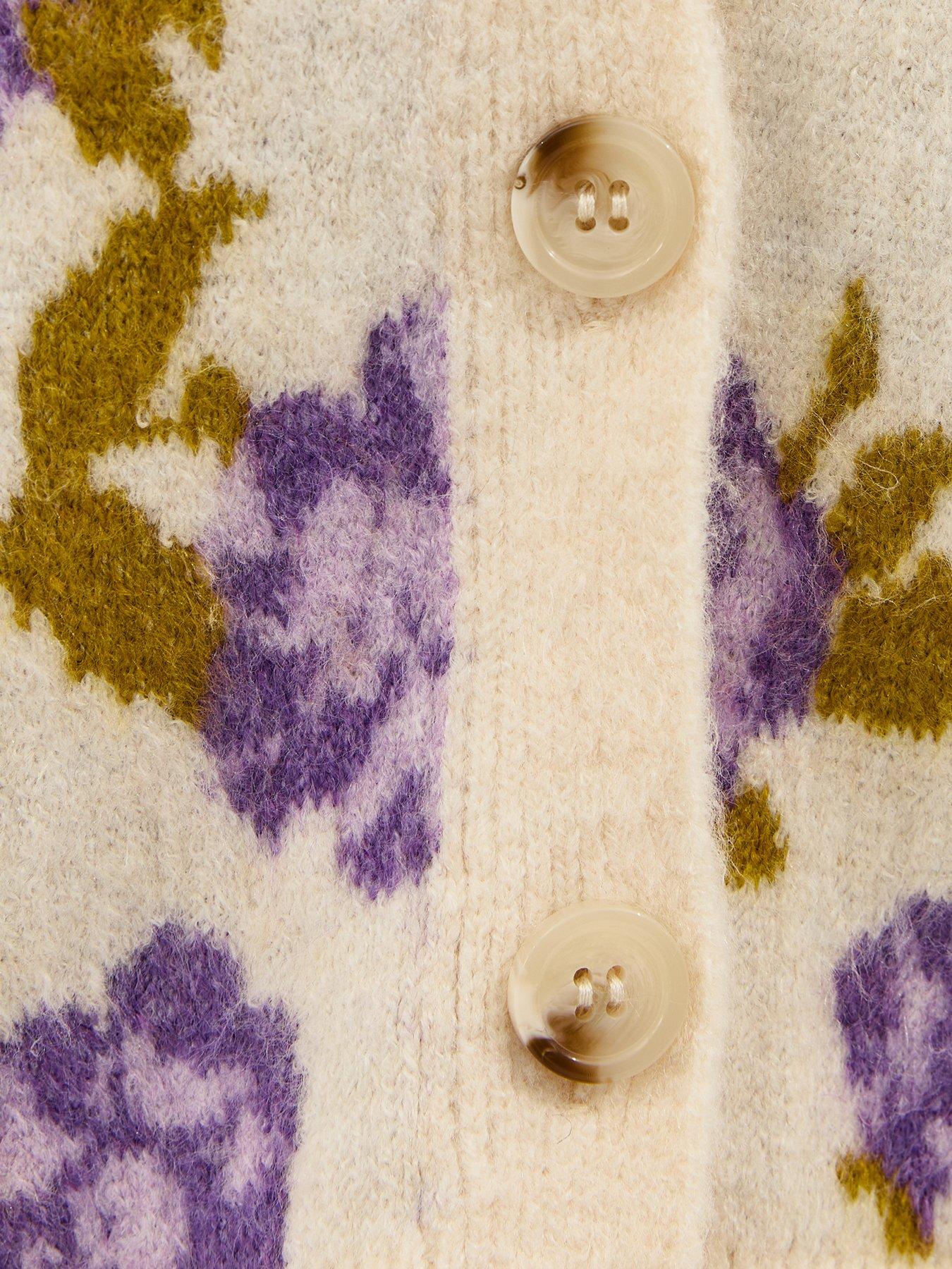  image of new-look-cream-floral-patterned-v-neck-cardigan