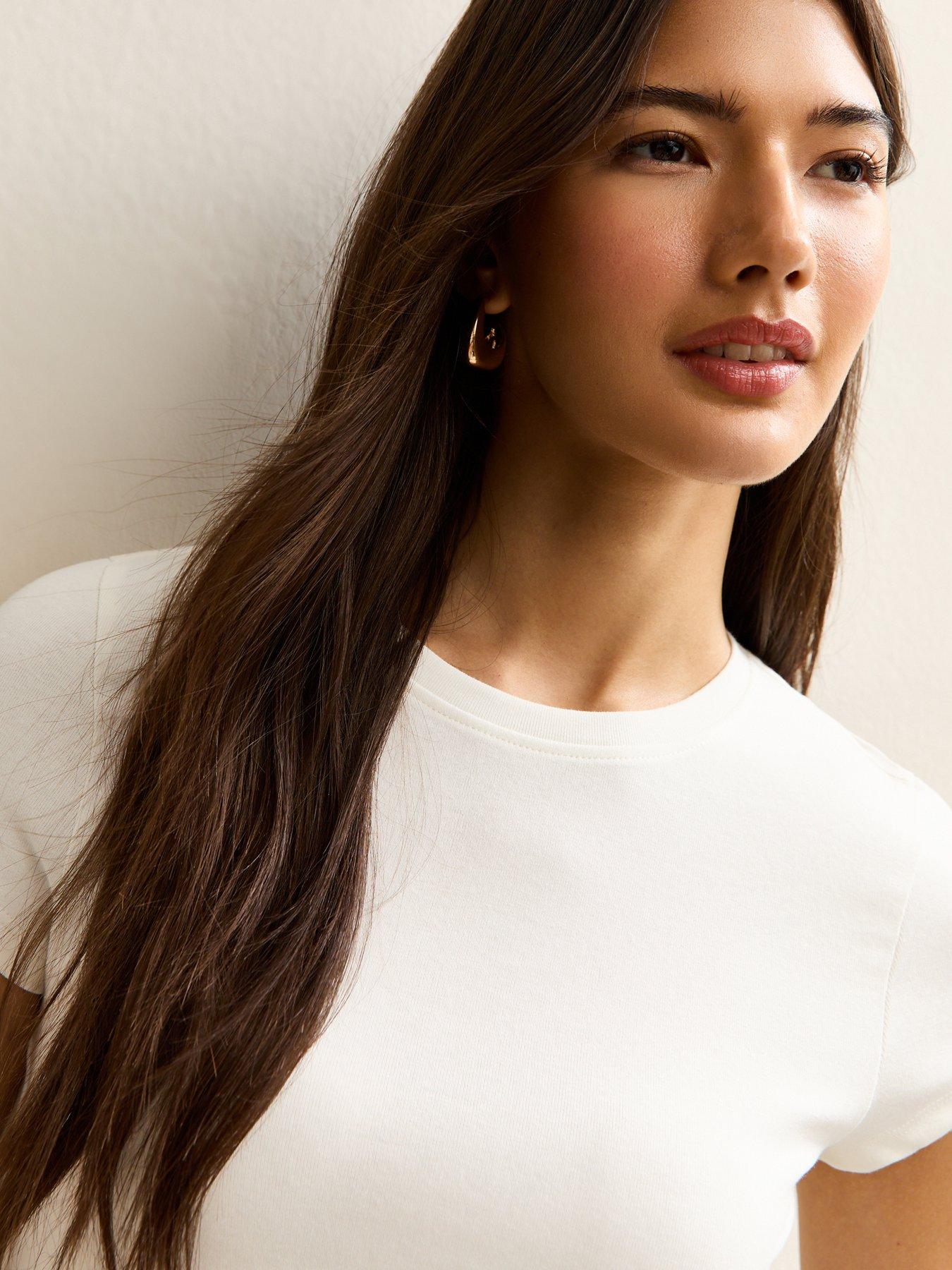 Image 4 of 5 of New Look Short Sleeve Top - Cream