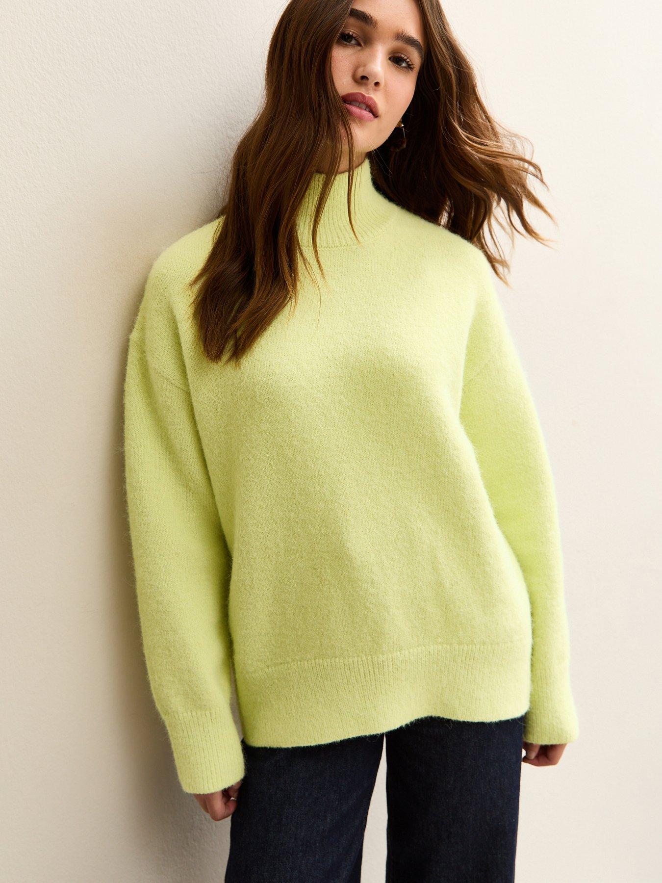 New Look Longline High Neck Jumper - Bright Green