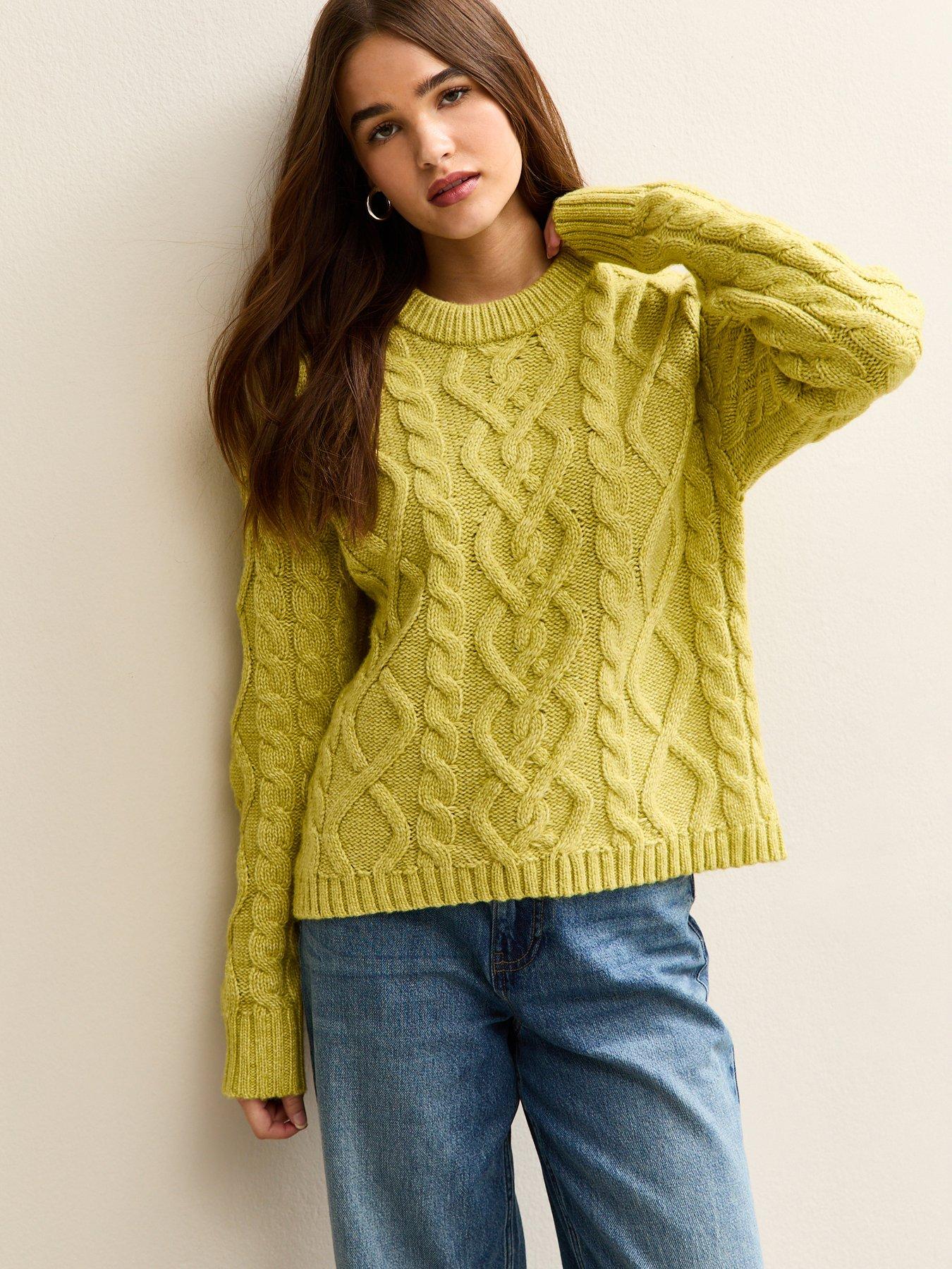 New Look Midweight Cable Knit Jumper - Bright Green