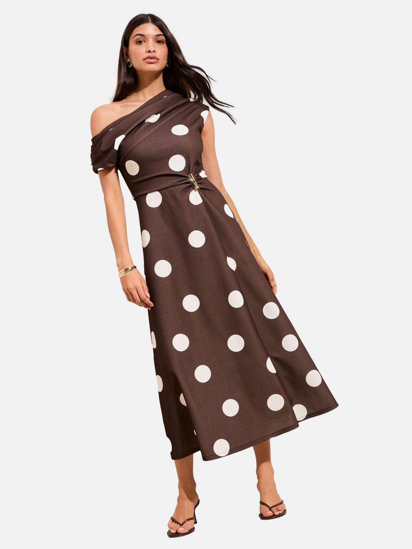 Image 3 of 4 of Friends Like These Hardware Manipulation Spot Dress - Brown