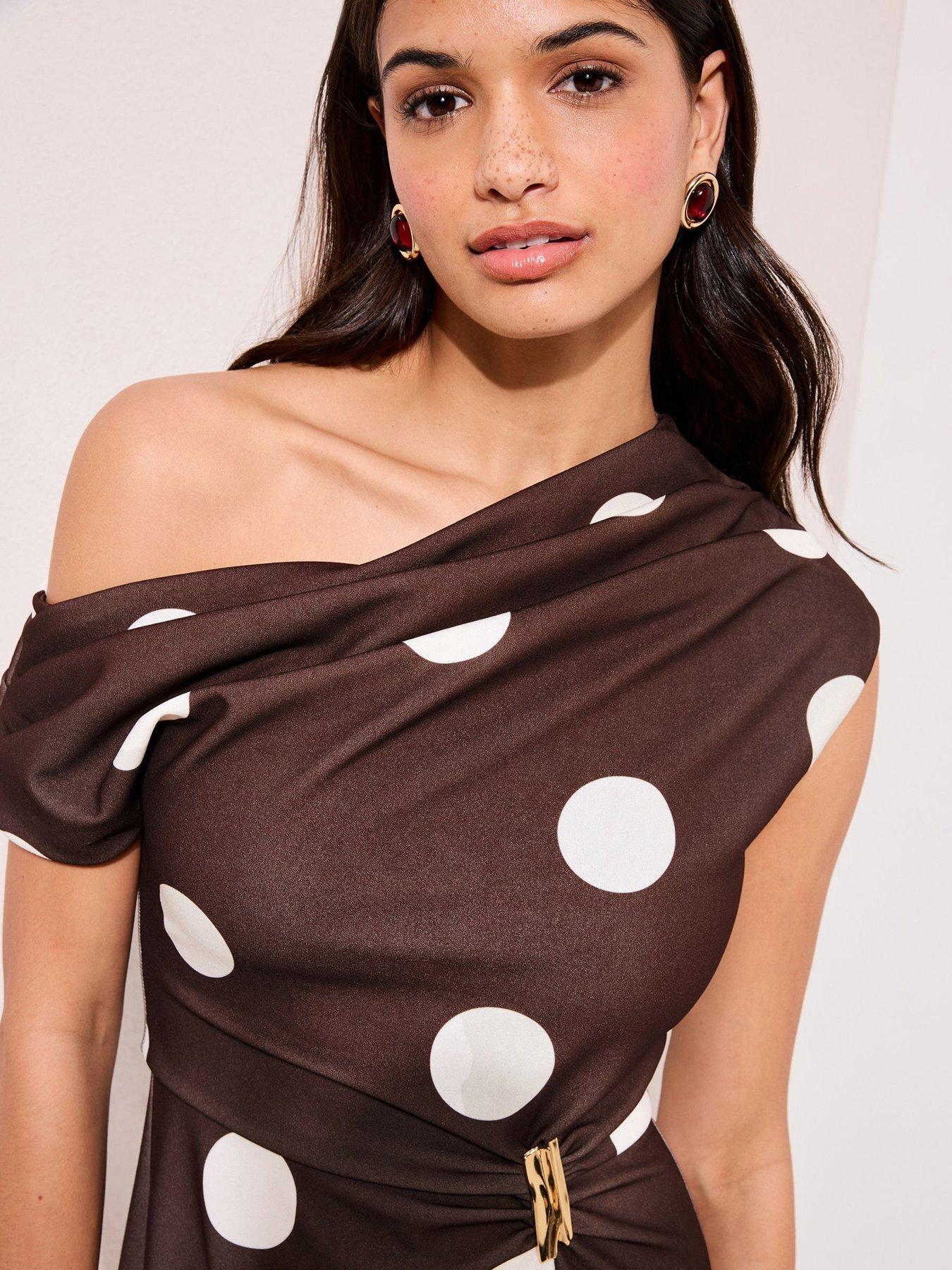 Image 4 of 4 of Friends Like These Hardware Manipulation Spot Dress - Brown