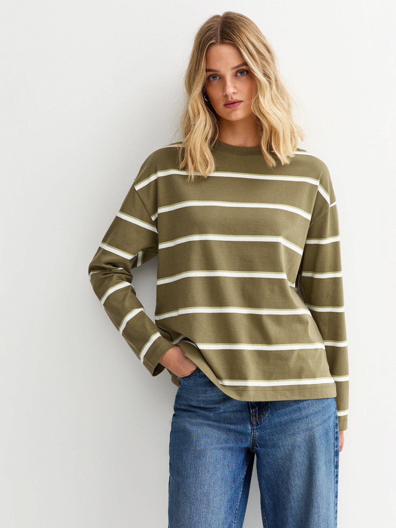 New Look Striped Long Sleeve Top - Green