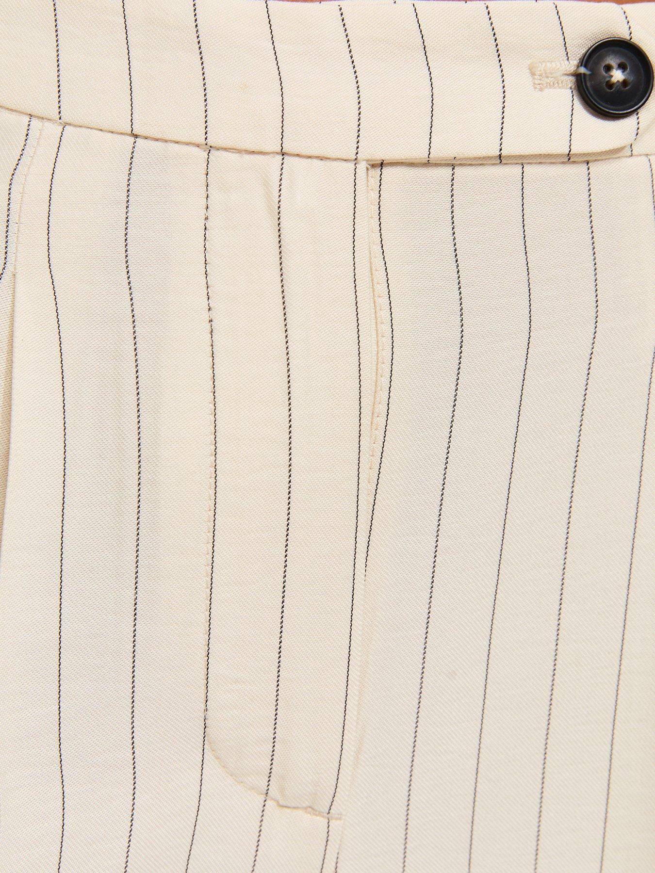 Image 6 of 6 of New Look Wide Leg Stripe Trouser - White
