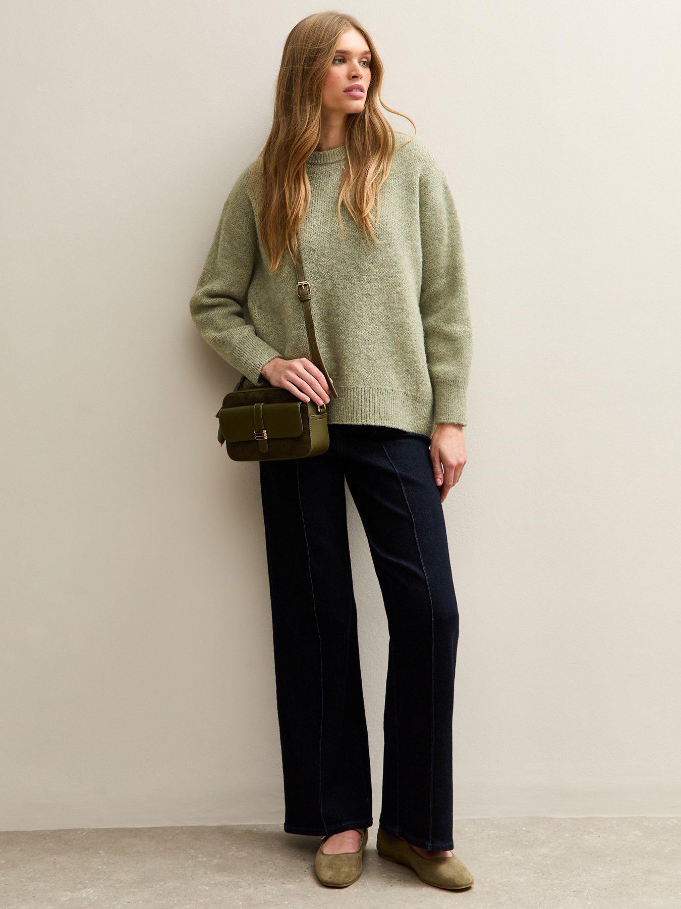  image of new-look-chunky-oversized-jumper-green