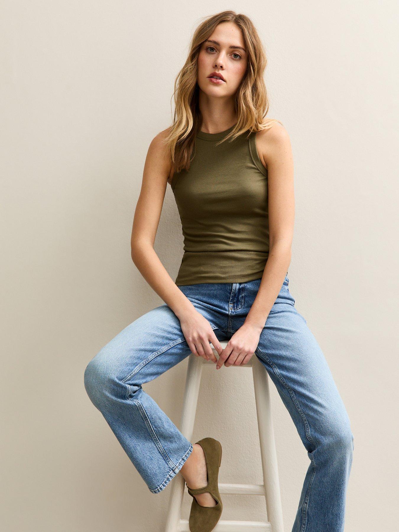 Image 1 of 5 of New Look Green Racer Back Vest Top