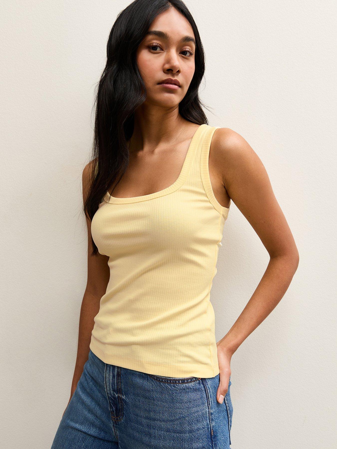 Image 1 of 5 of New Look Square Neck Vest Top - Light Yellow