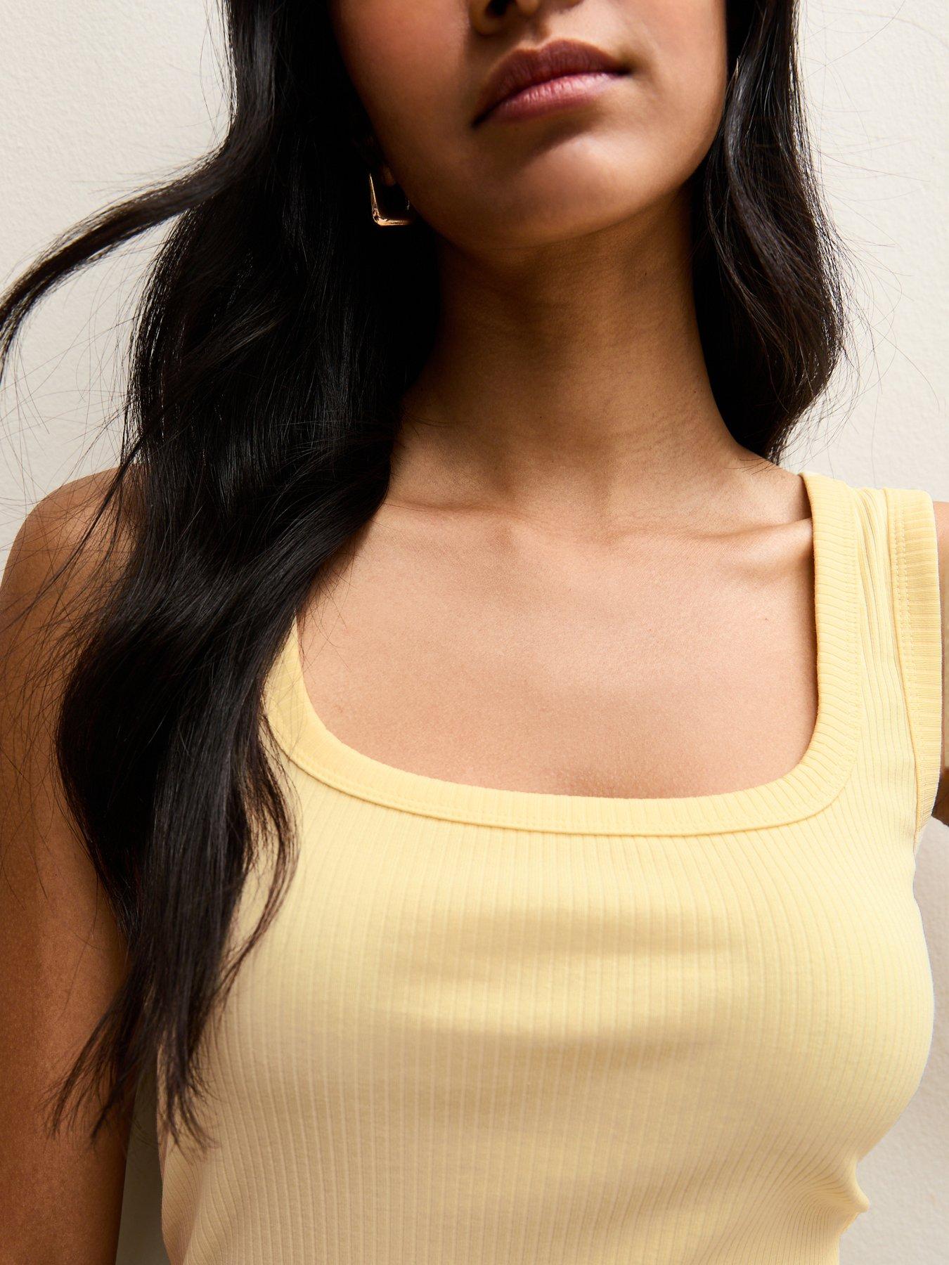 Image 4 of 5 of New Look Square Neck Vest Top - Light Yellow