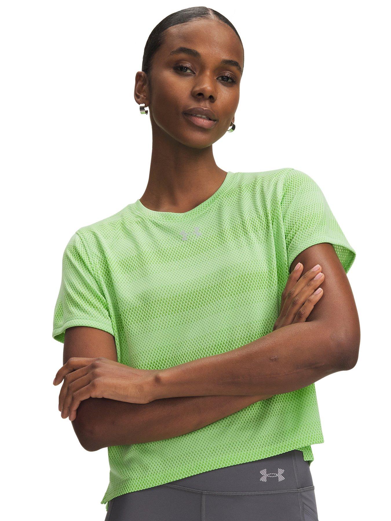 UNDER ARMOUR Womens Running Launch Short Sleeve T-Shirt - Green