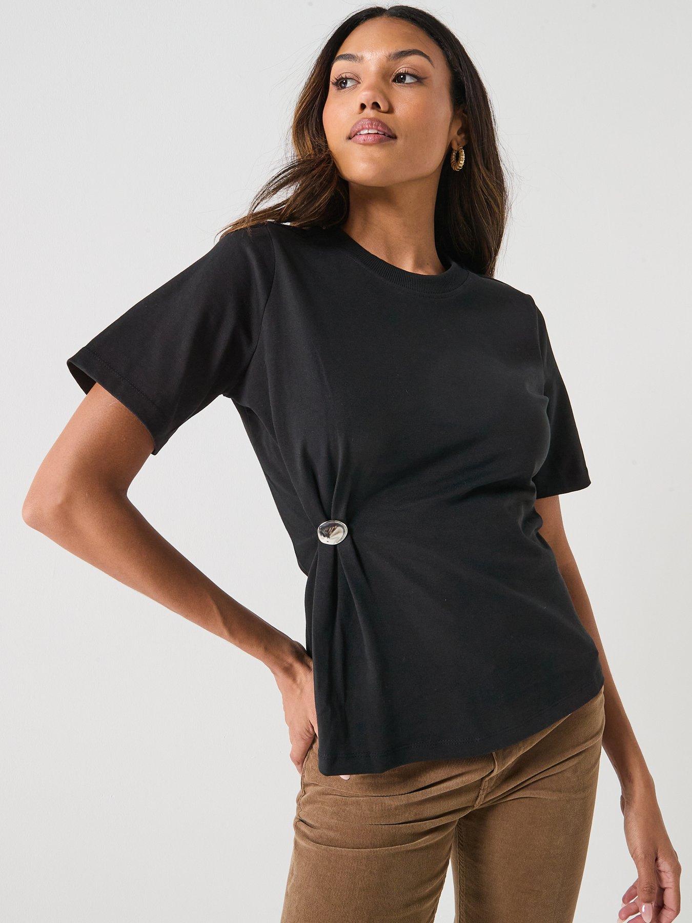 Image 1 of 5 of Only Marie Button Detail Top - Black