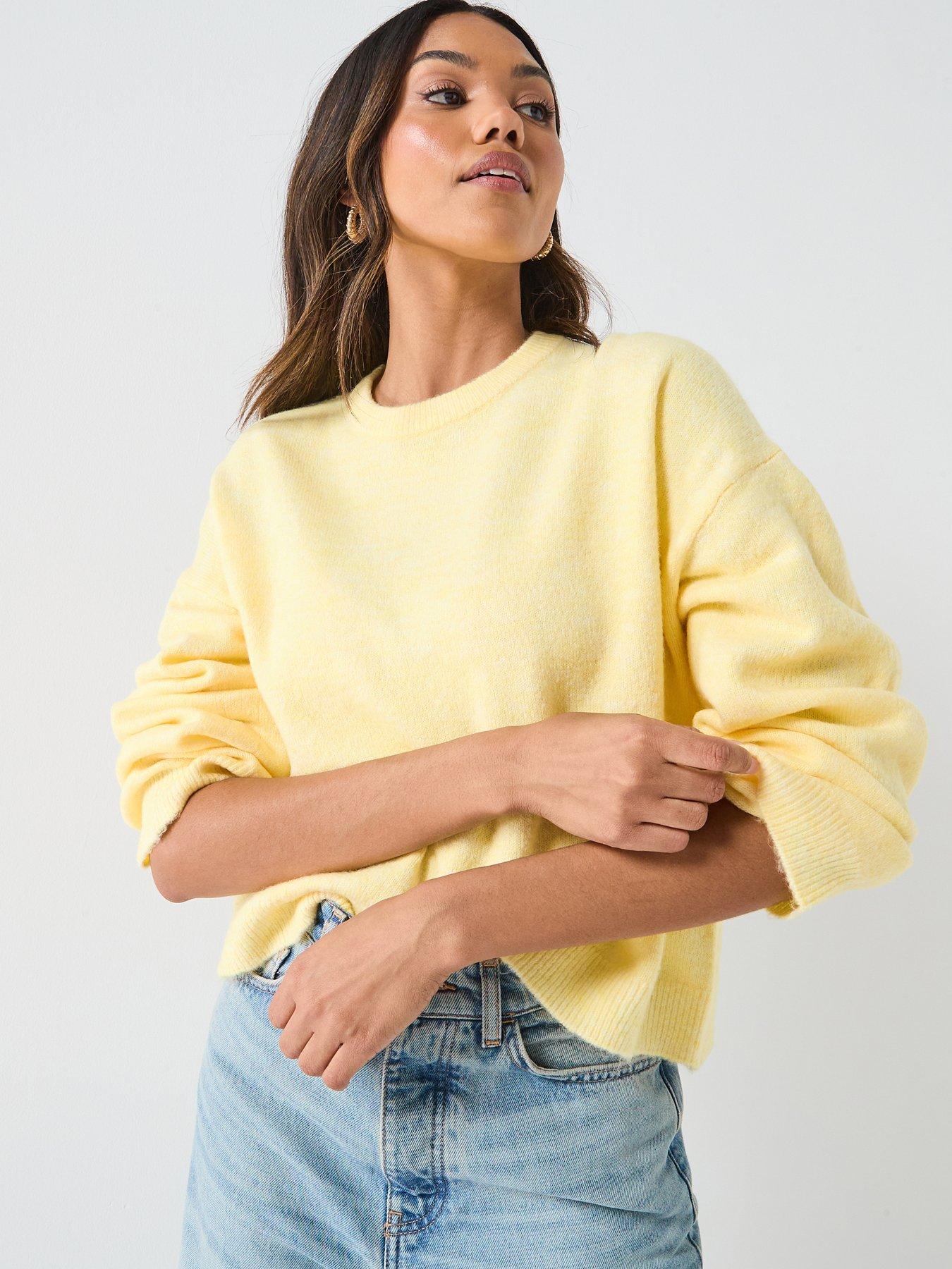  image of only-simoni-long-sleeve-knitted-jumper-yellow
