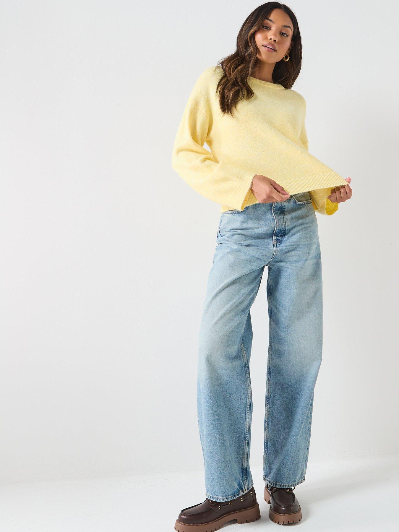  image of only-simoni-long-sleeve-knitted-jumper-yellow