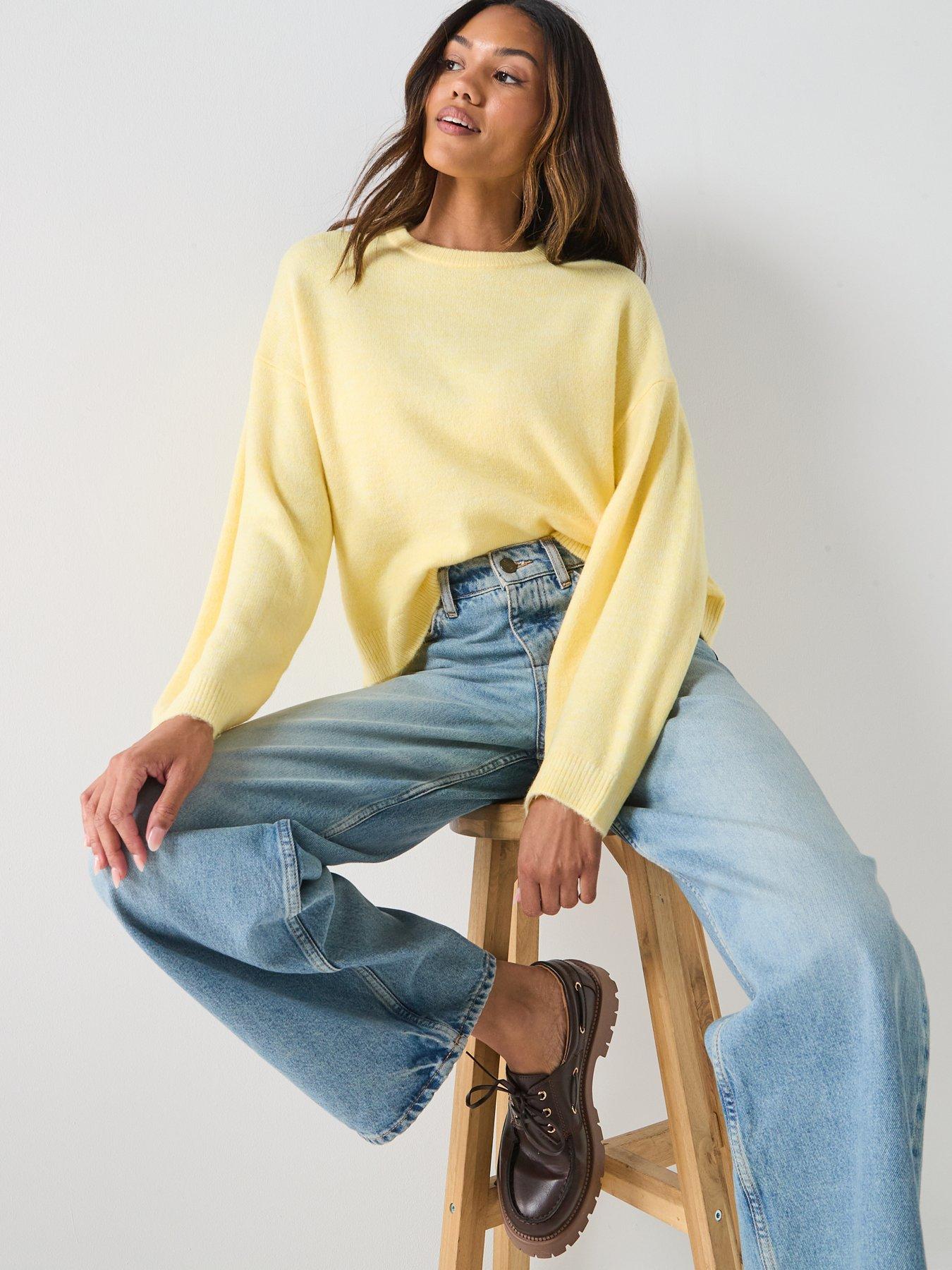  image of only-simoni-long-sleeve-knitted-jumper-yellow