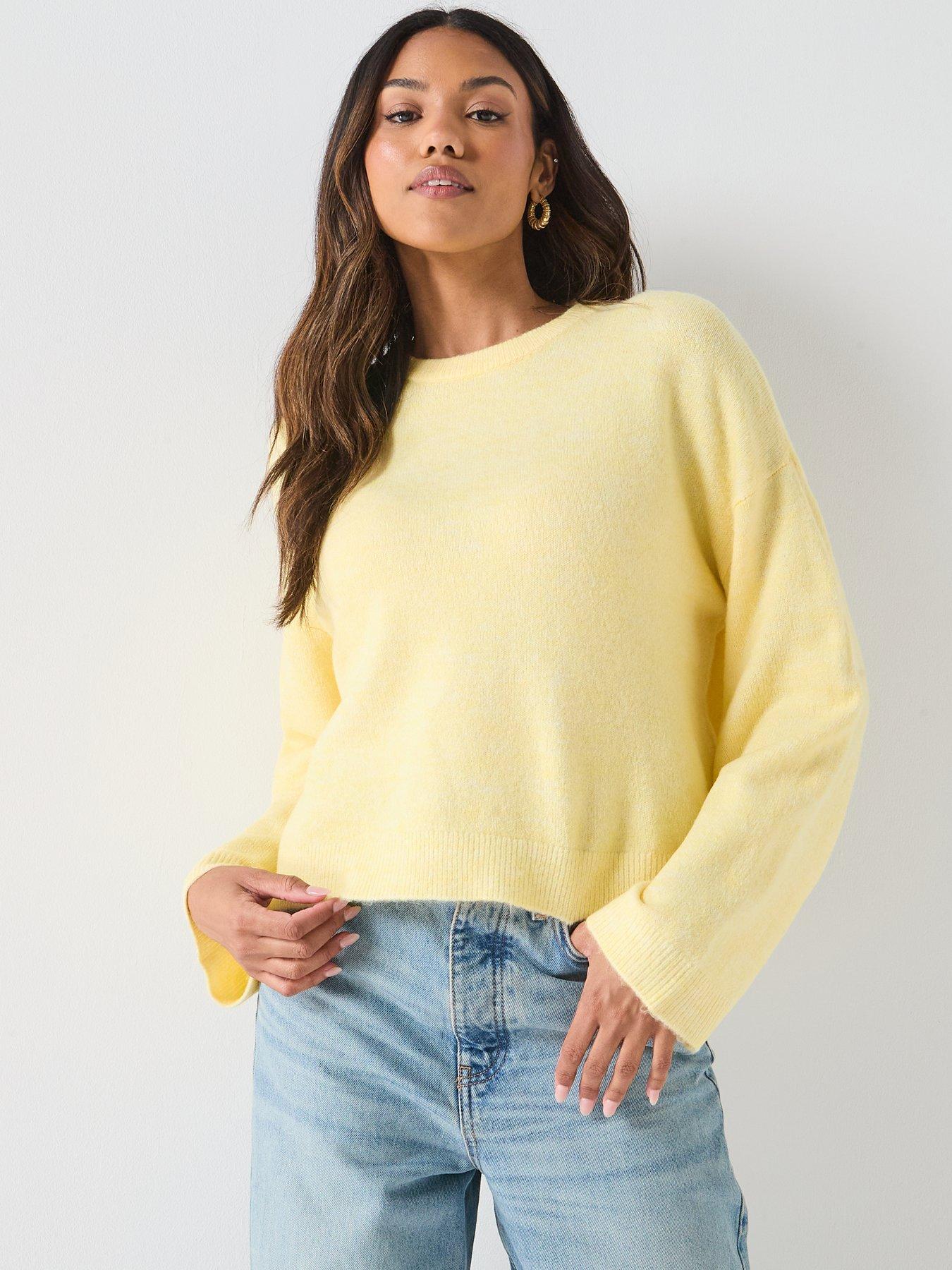  image of only-simoni-long-sleeve-knitted-jumper-yellow