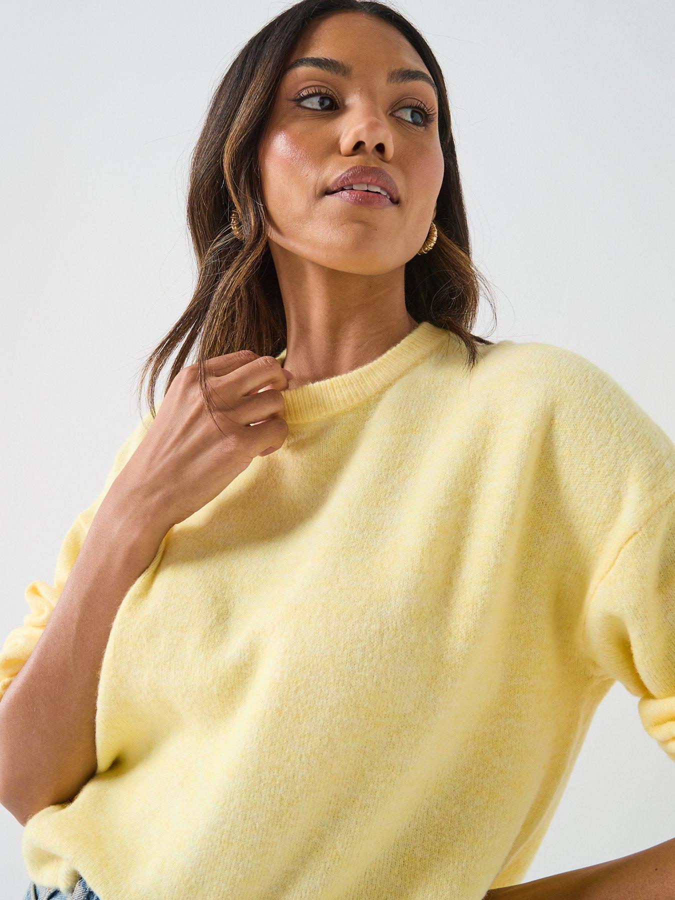  image of only-simoni-long-sleeve-knitted-jumper-yellow