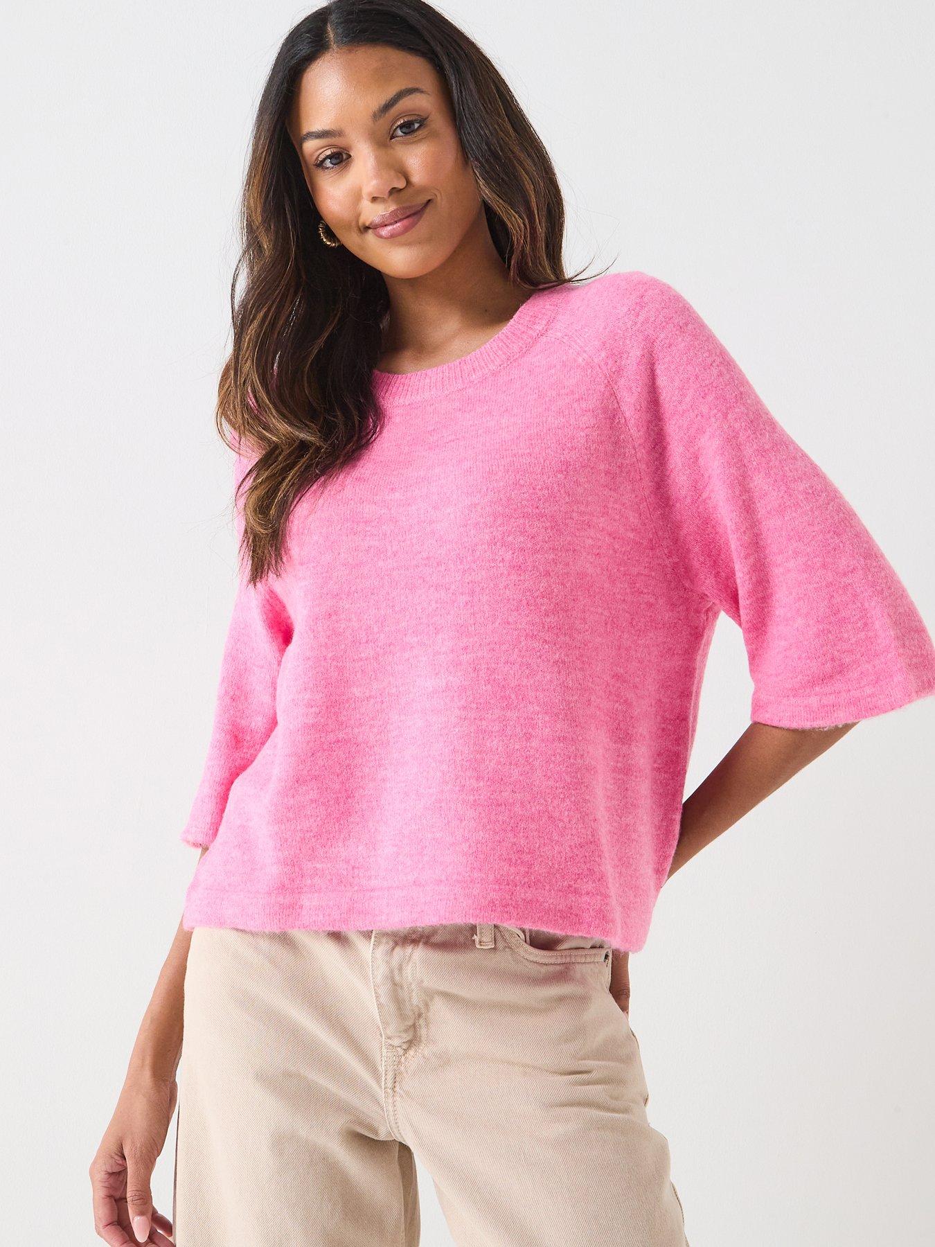 Image 1 of 5 of JDY Elanora 3/4 Length Sleeve Pullover- Pink