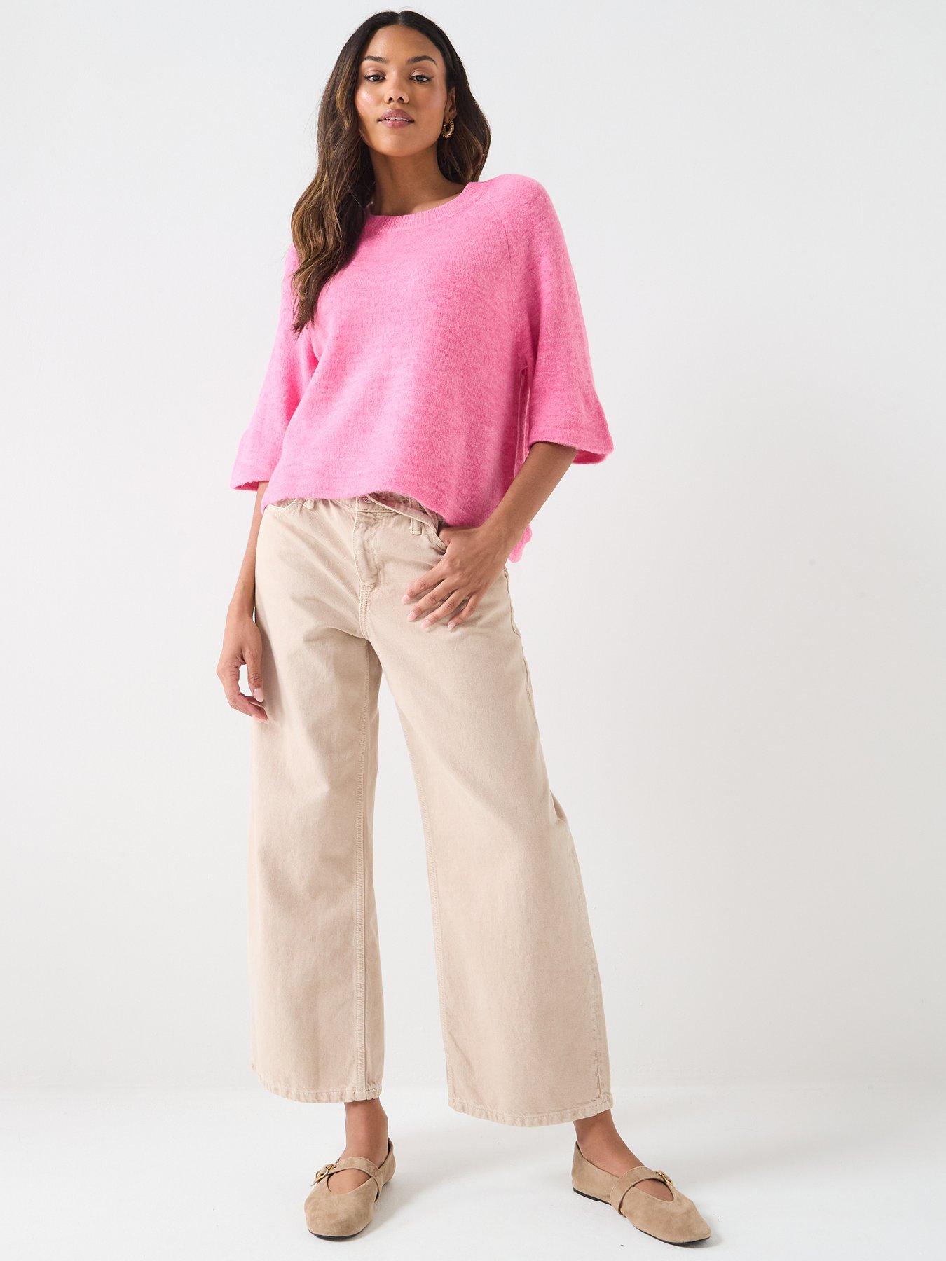  image of jdy-elanora-34-length-sleeve-pullover--pink