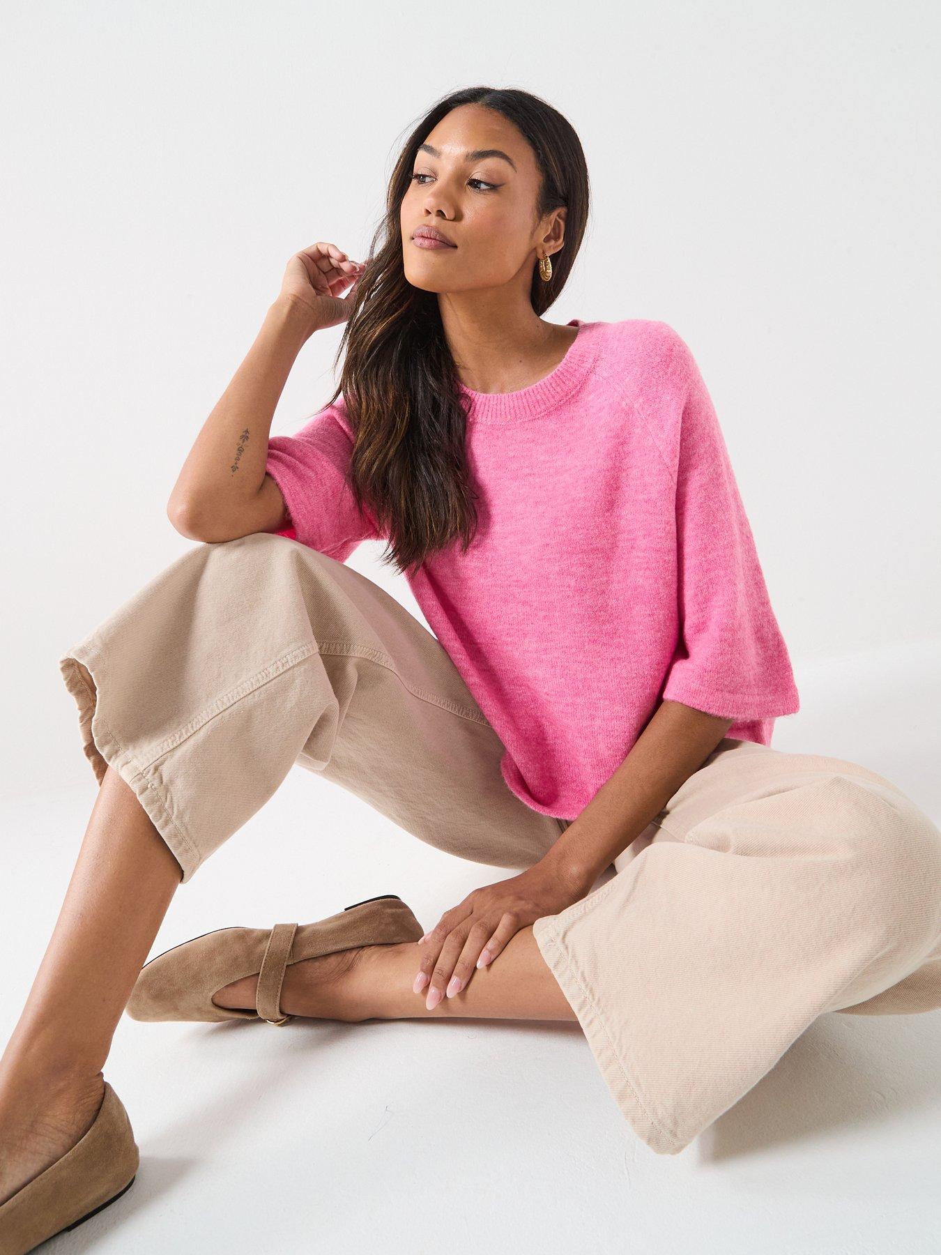  image of jdy-elanora-34-length-sleeve-pullover--pink