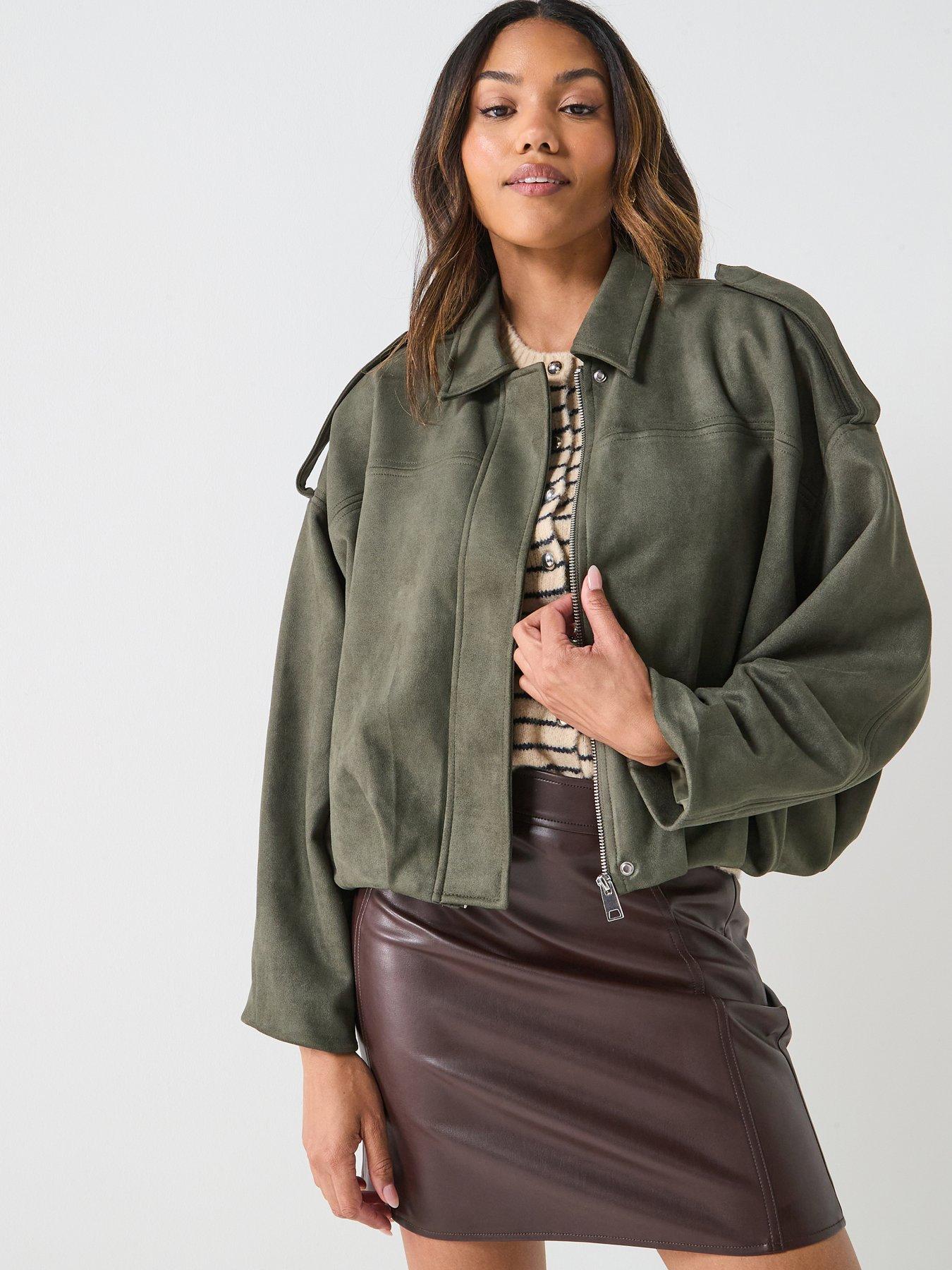 JDY Nia Faux Suede Jacket - Green