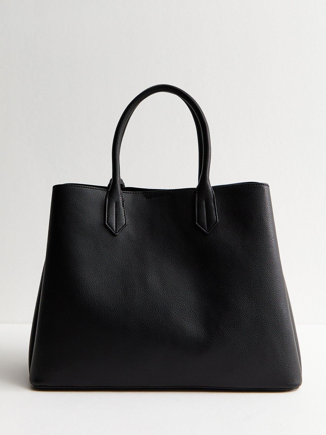 Image 3 of 5 of New Look Faux Leather Triple Compartment Tote Bag - Black
