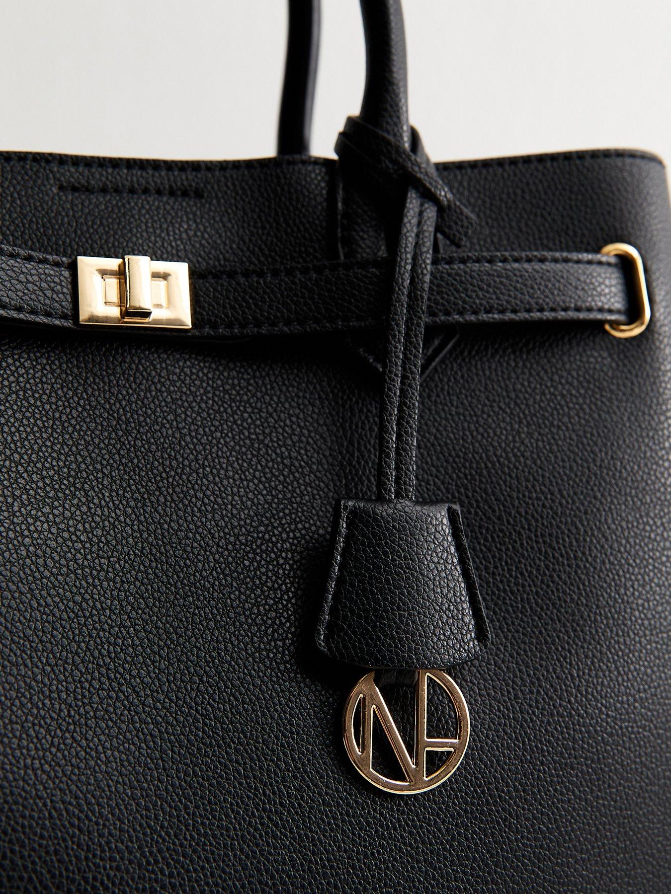 Image 5 of 5 of New Look Faux Leather Triple Compartment Tote Bag - Black