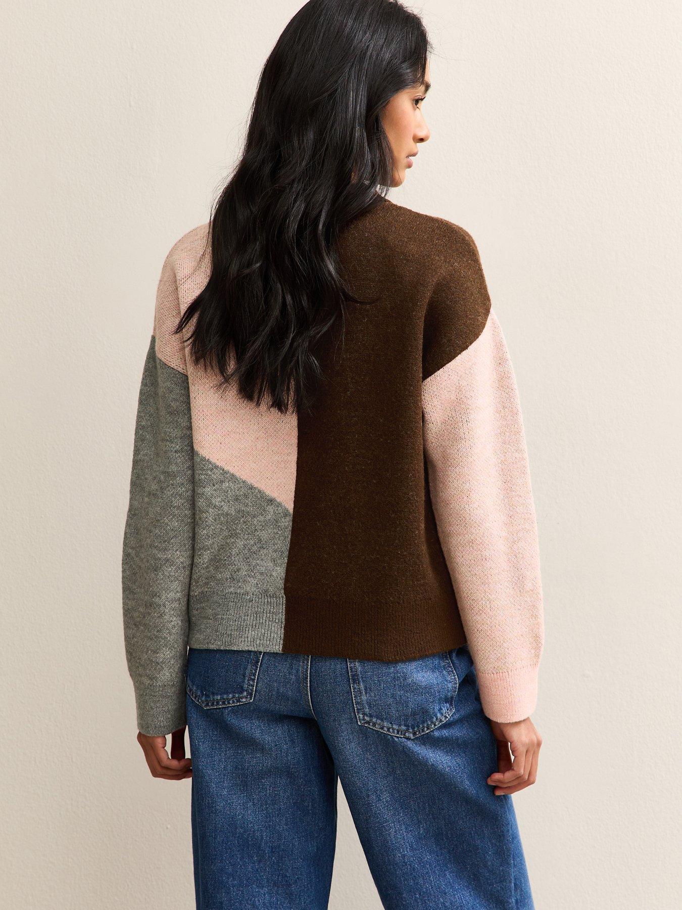 Image 2 of 5 of New Look Colour Block Crew Neck Jumper - Pink
