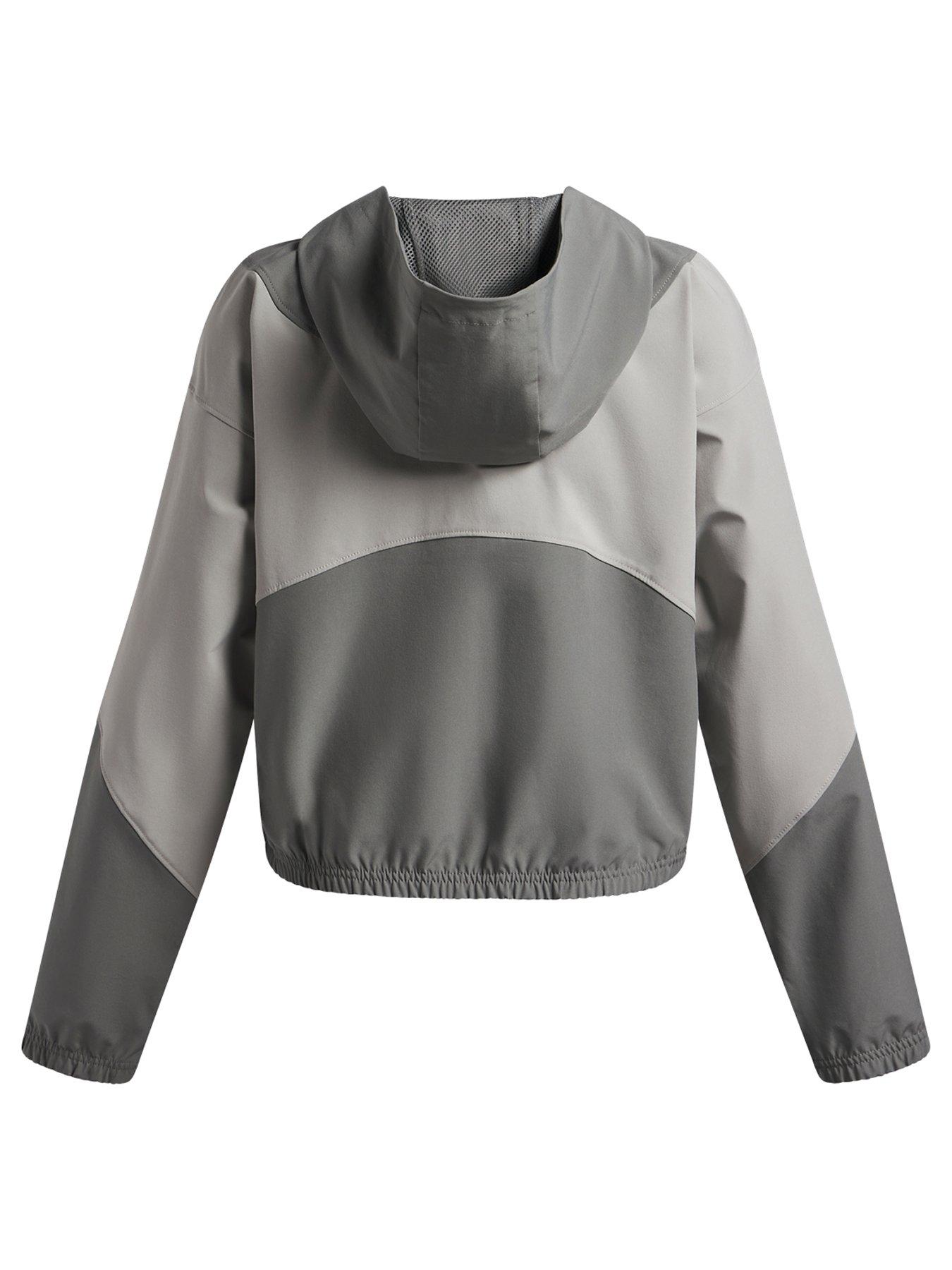  image of under-armour-junior-girls-training-rival-woven-jacket-grey