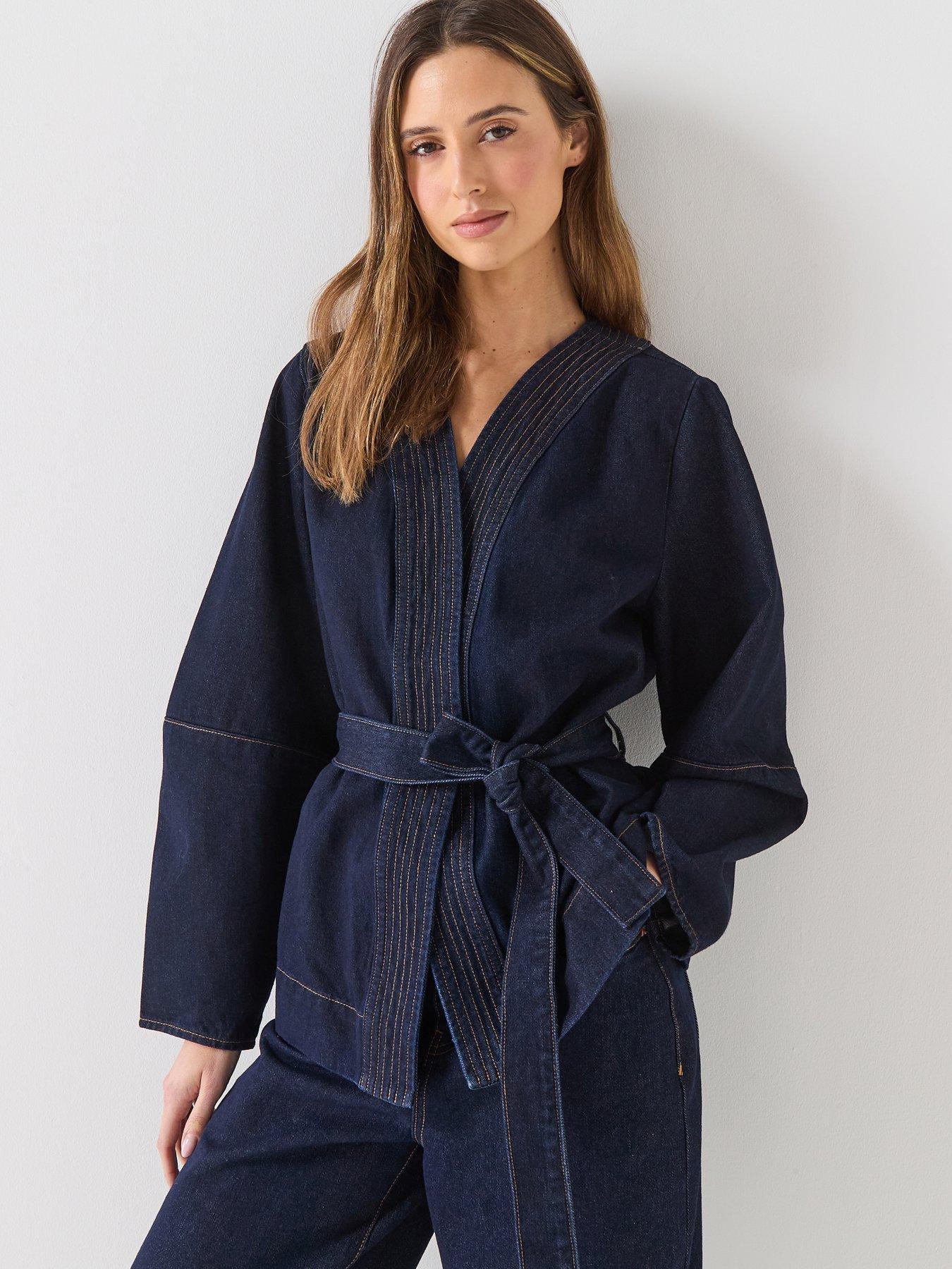 AWARE Awsakura Long Sleeve Belt Wrap Denim Shirt - Blue