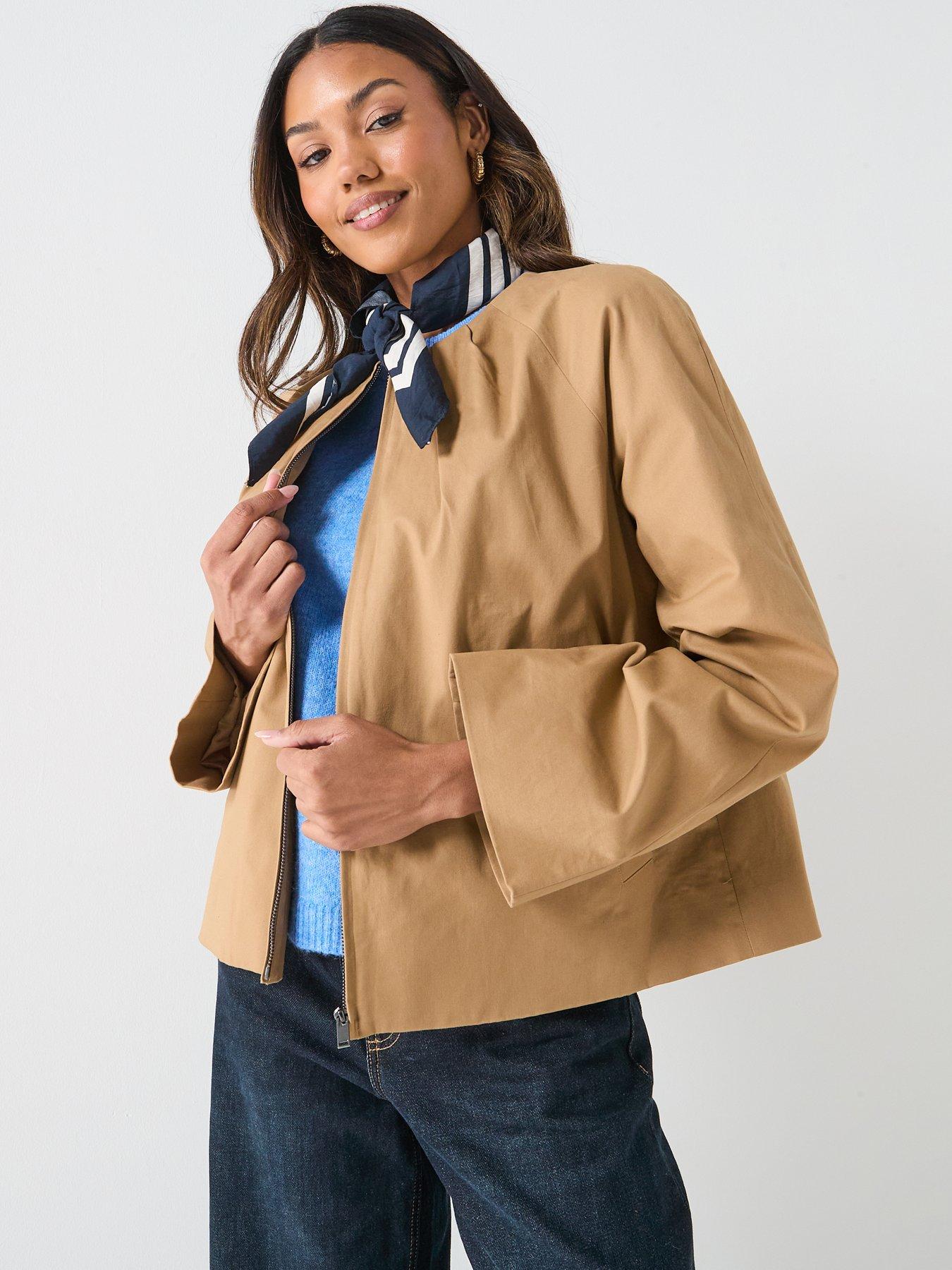 AWARE Vera Long Sleeve Collarless Jacket - Brown