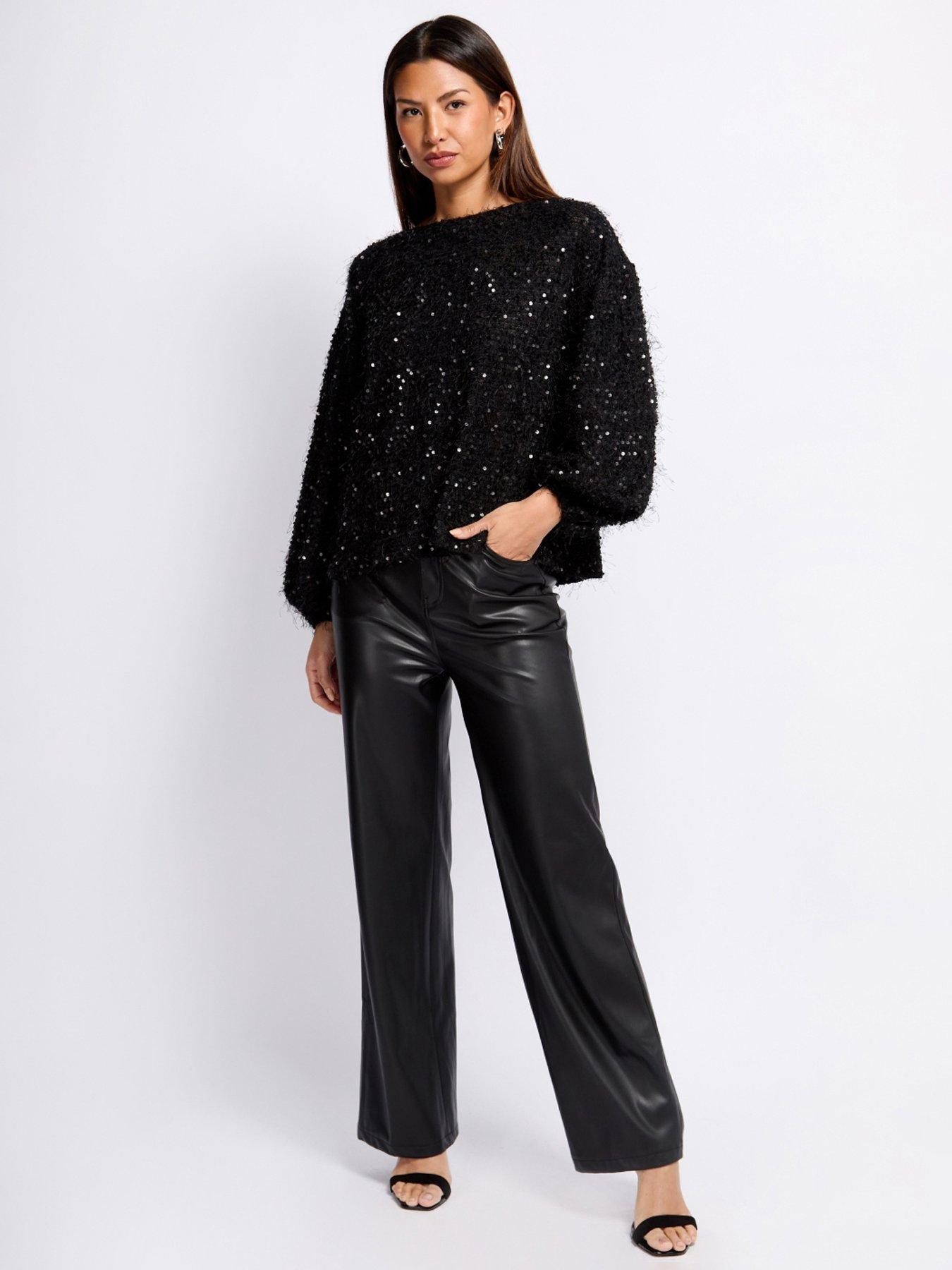 Little Mistress Pu Trousers - Black
