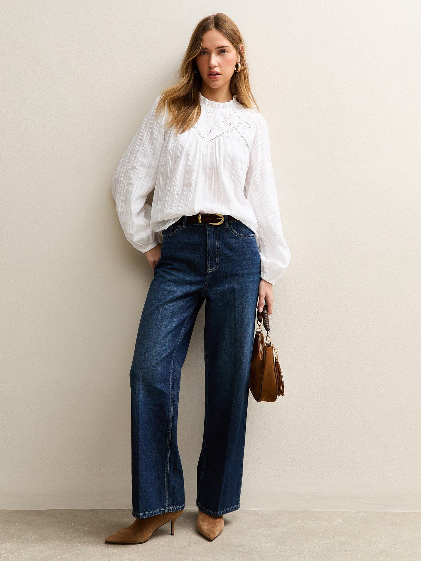 Image 3 of 5 of New Look Embroidered Long Sleeve Blouse - White