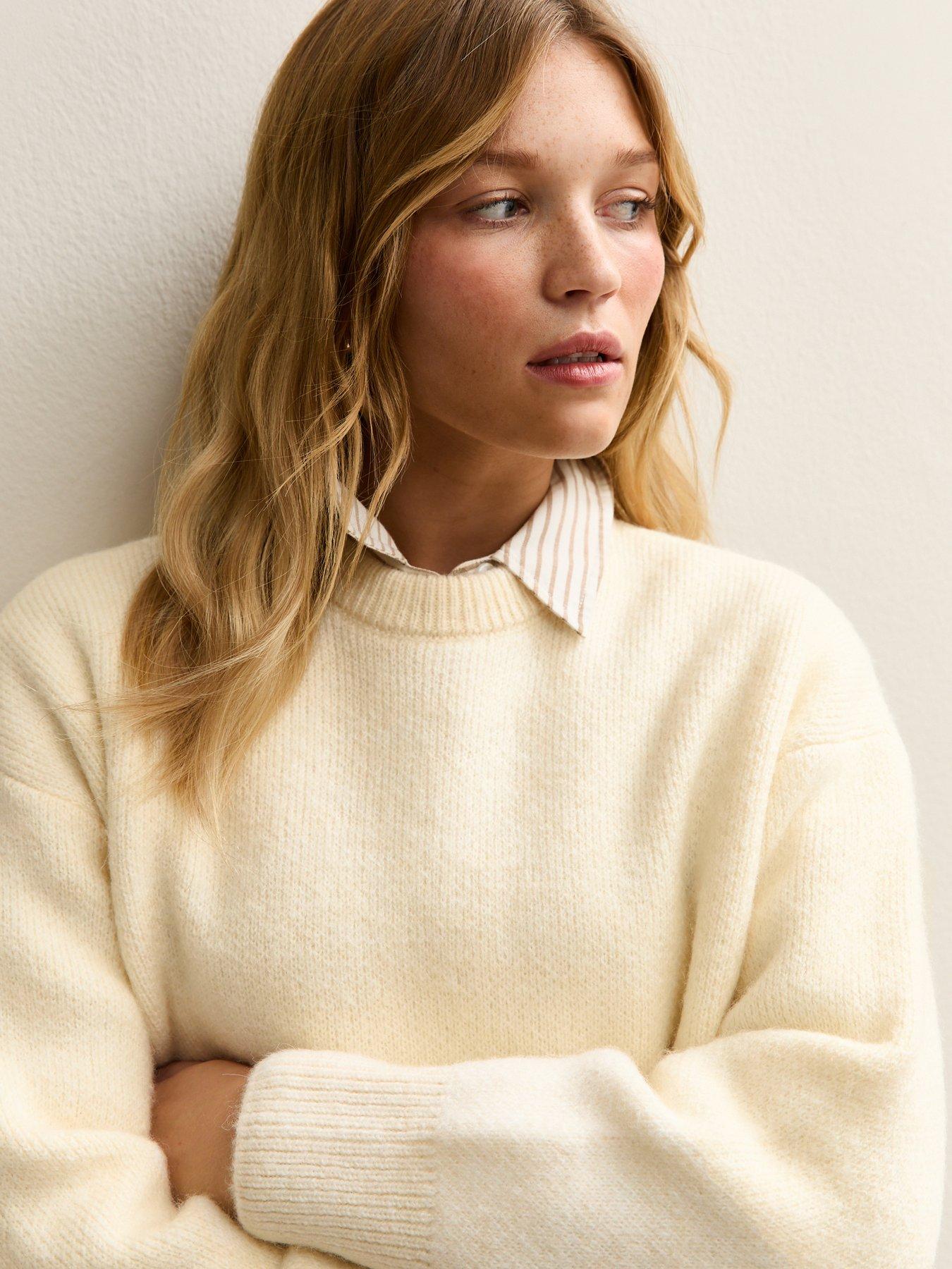  image of new-look-chunky-oversized-jumper-cream