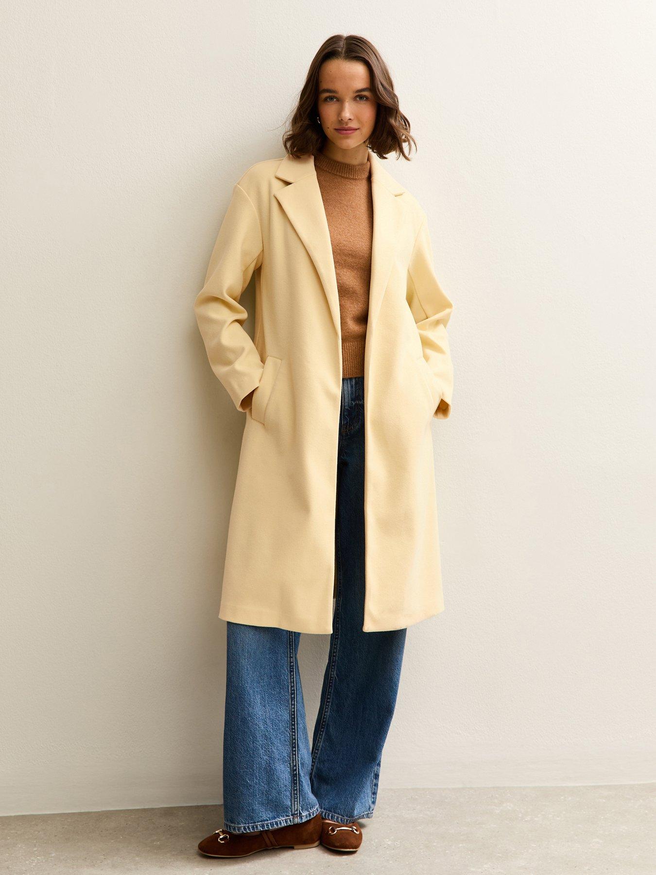  image of new-look-open-front-longline-coat-light-yellow
