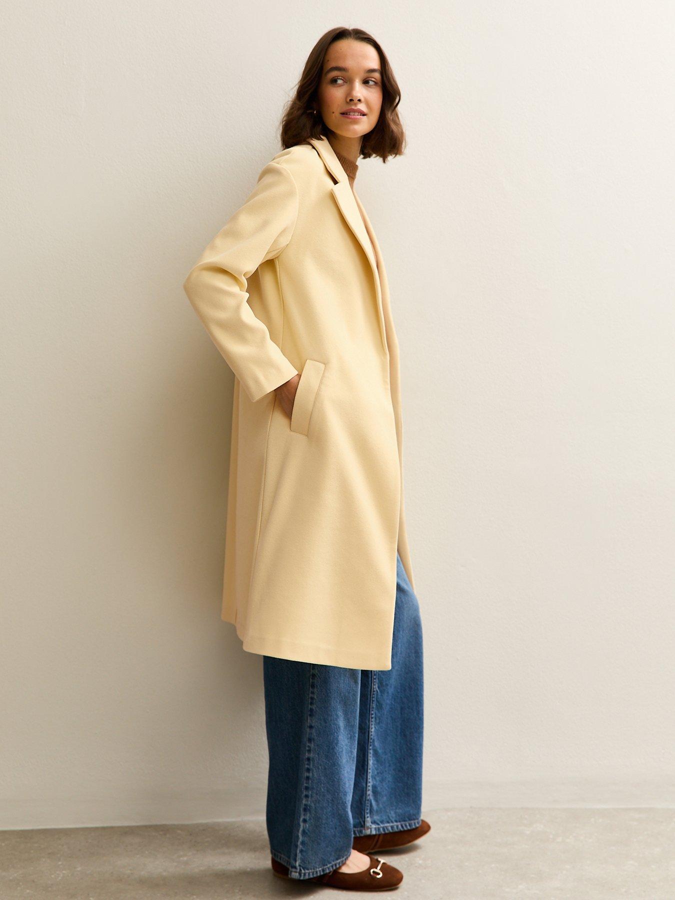  image of new-look-open-front-longline-coat-light-yellow