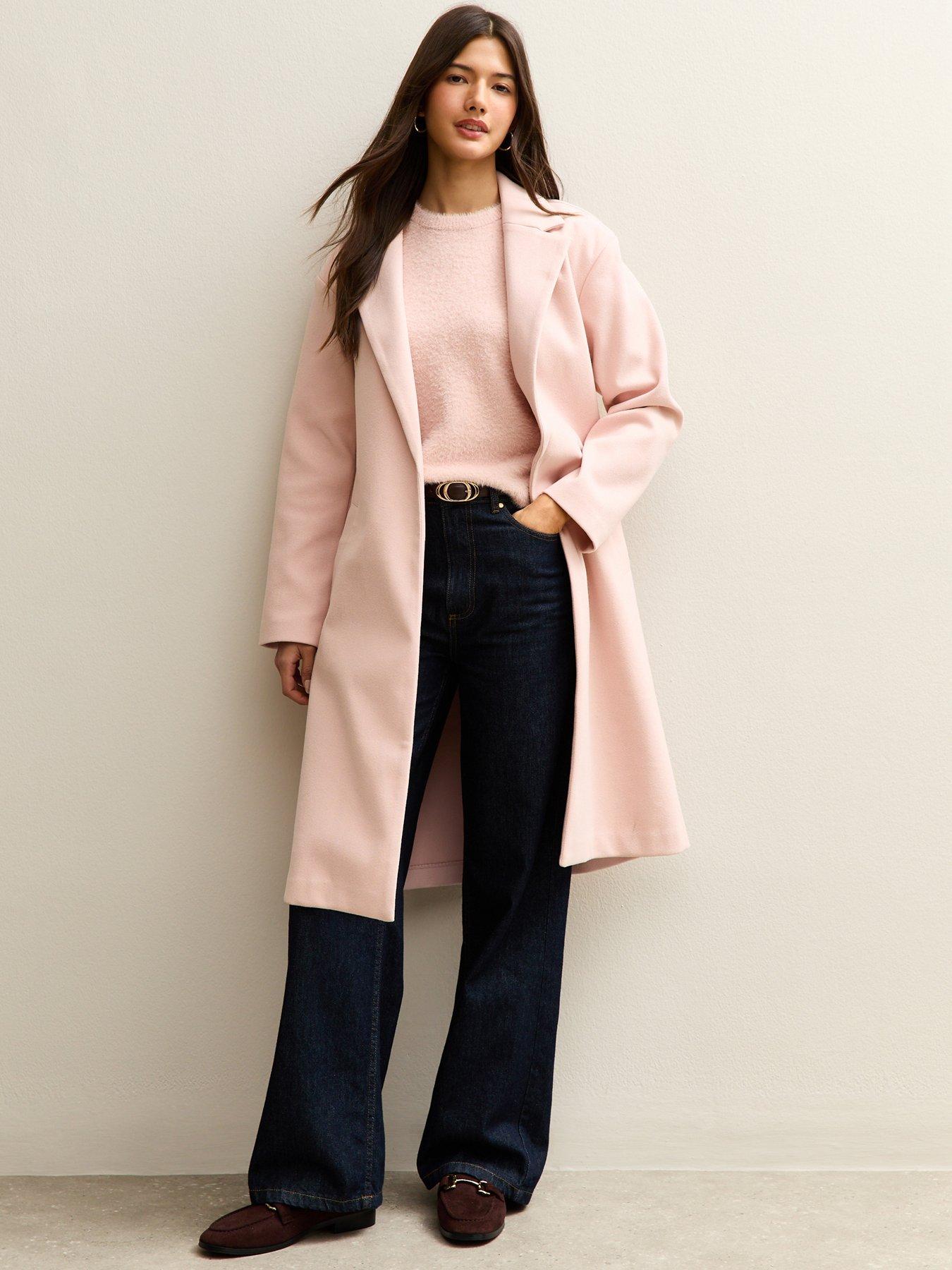 New Look Open Front Longline Coat - Pink
