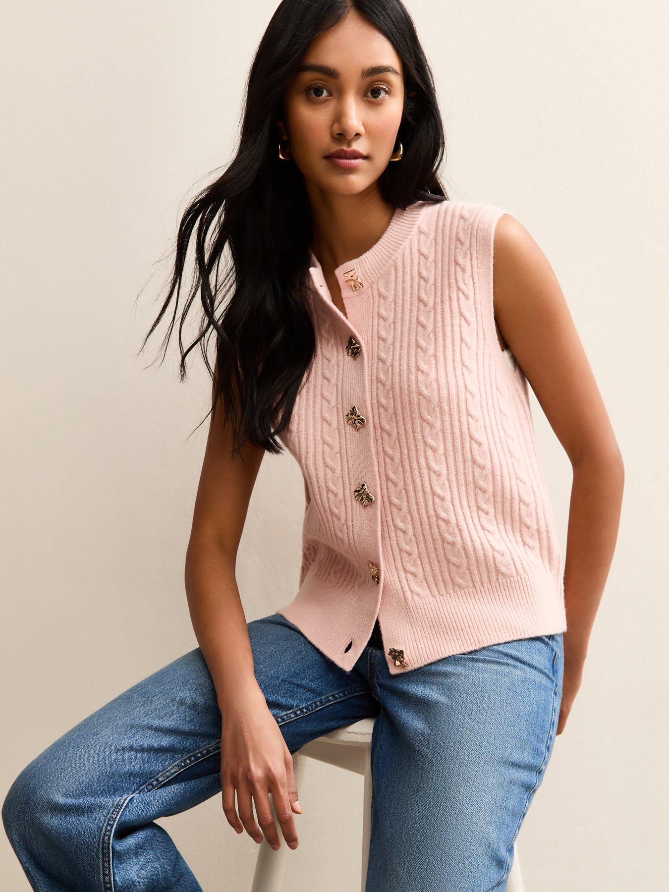 new-look-cable-knit-waistcoat-light-pink