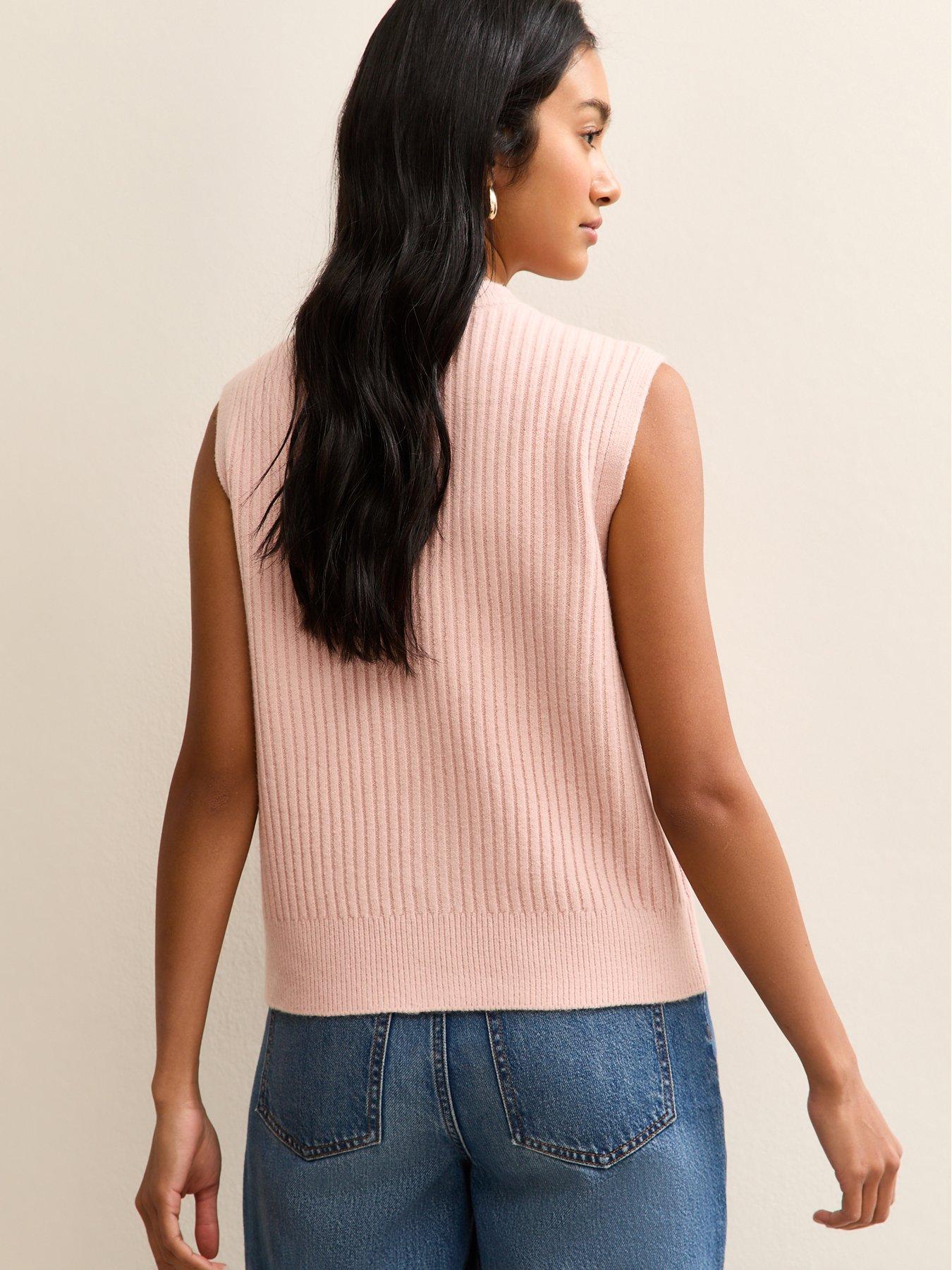  image of new-look-cable-knit-waistcoat-light-pink