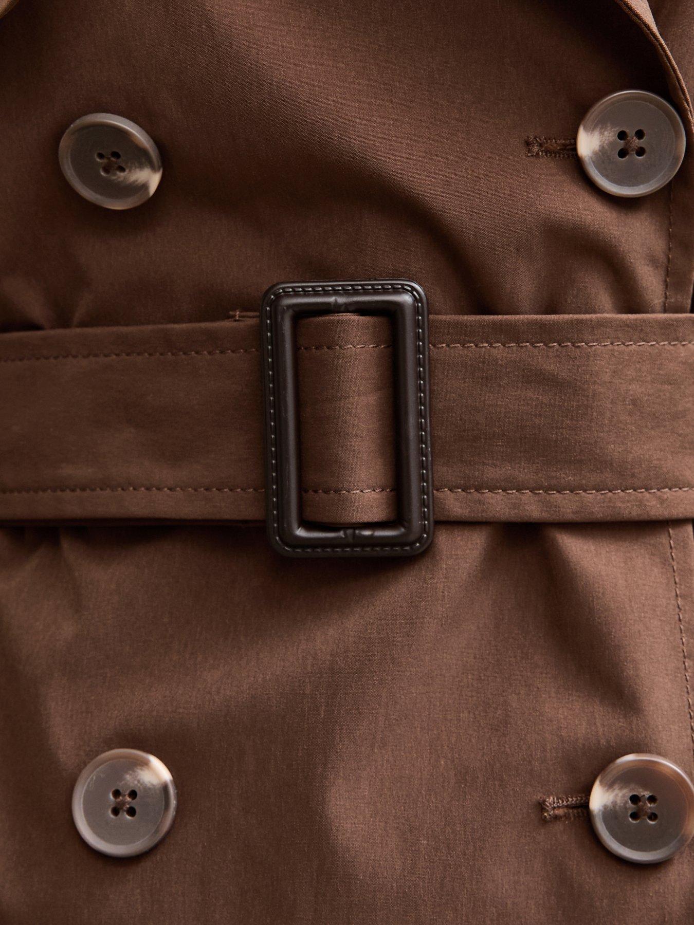  image of new-look-double-breasted-trench-coat-dark-brown