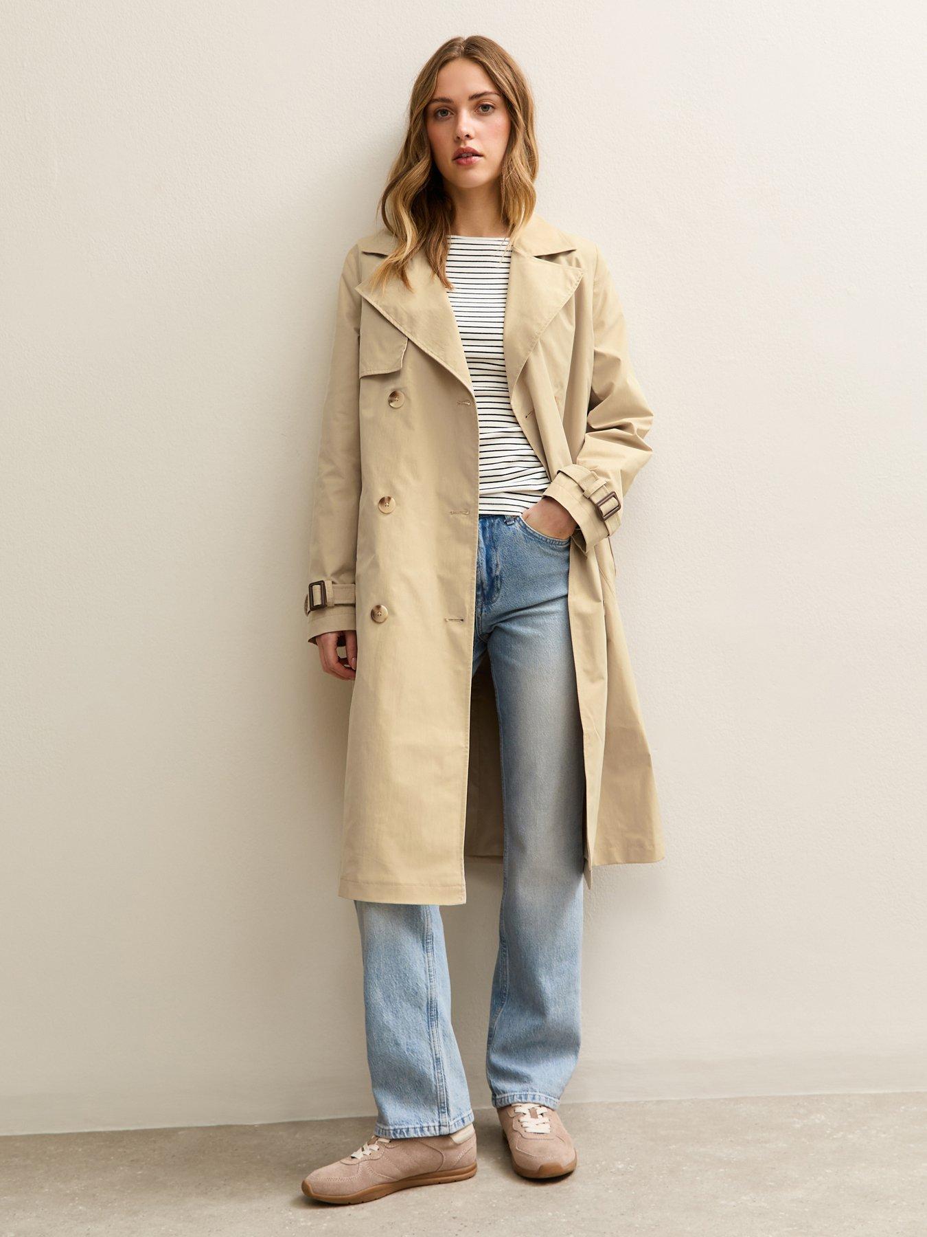 New Look Stone Double Breasted Trench Coat