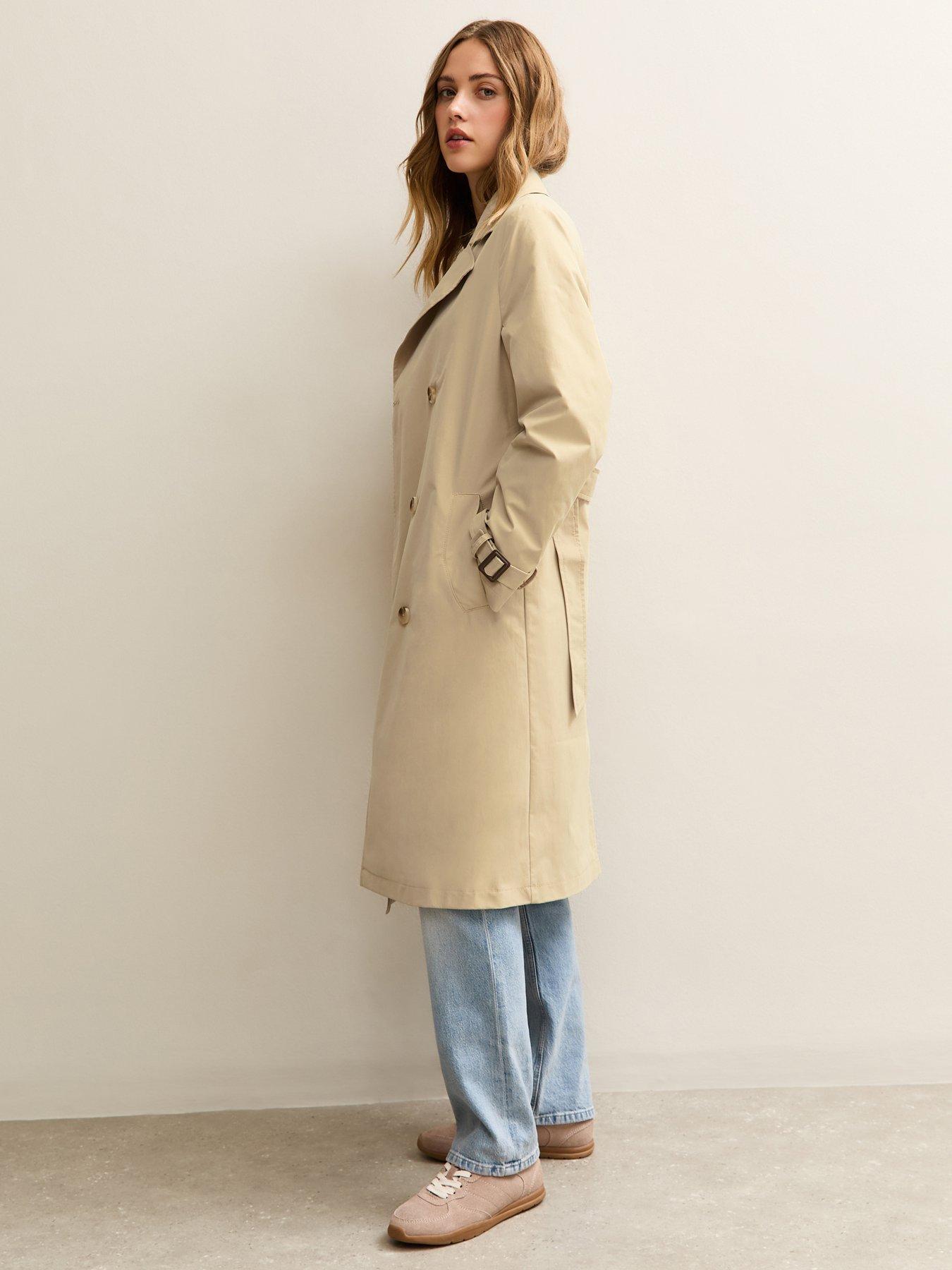  image of new-look-stone-double-breasted-trench-coat