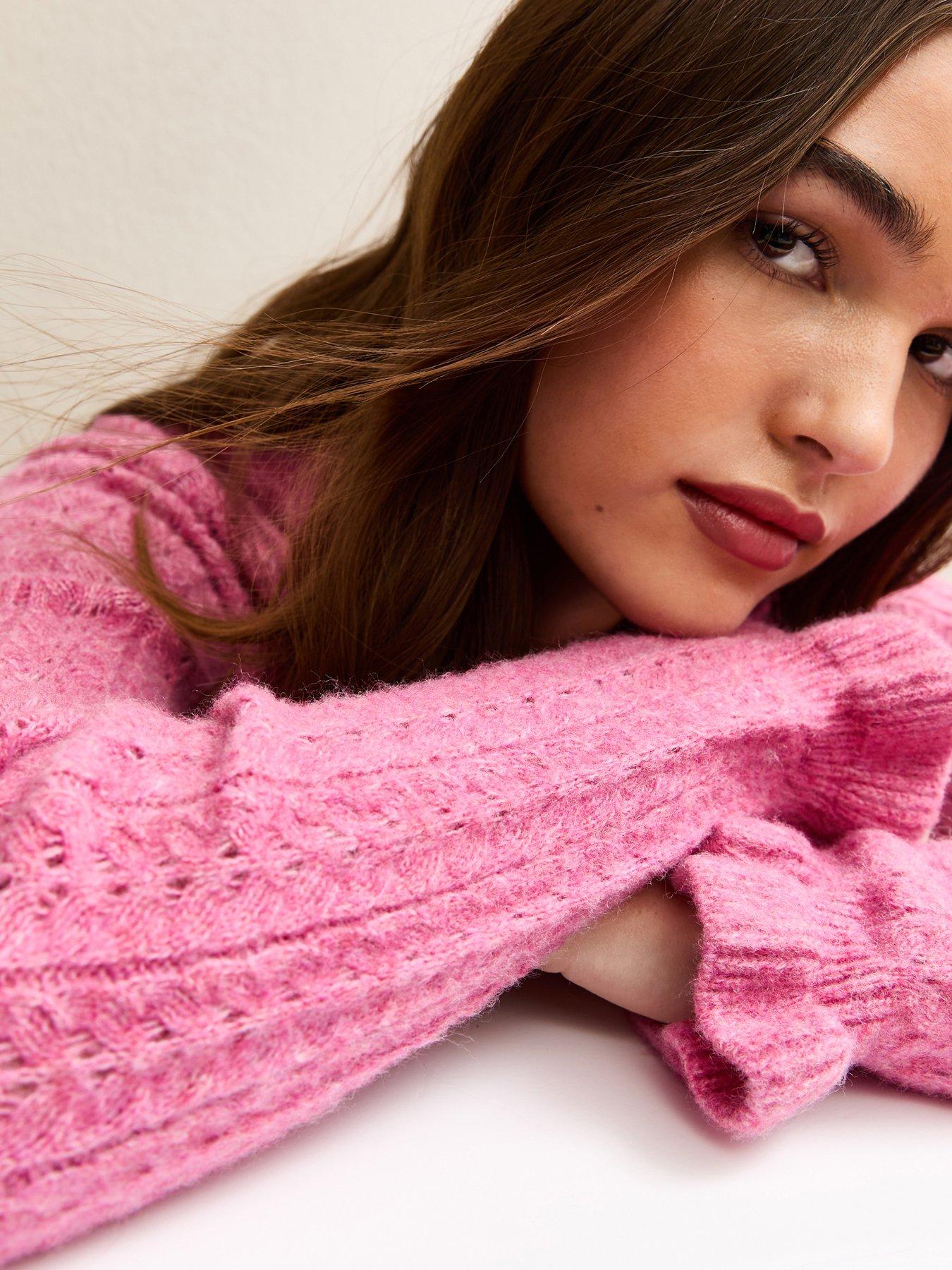  image of new-look-frilly-button-front-cardigan-pink