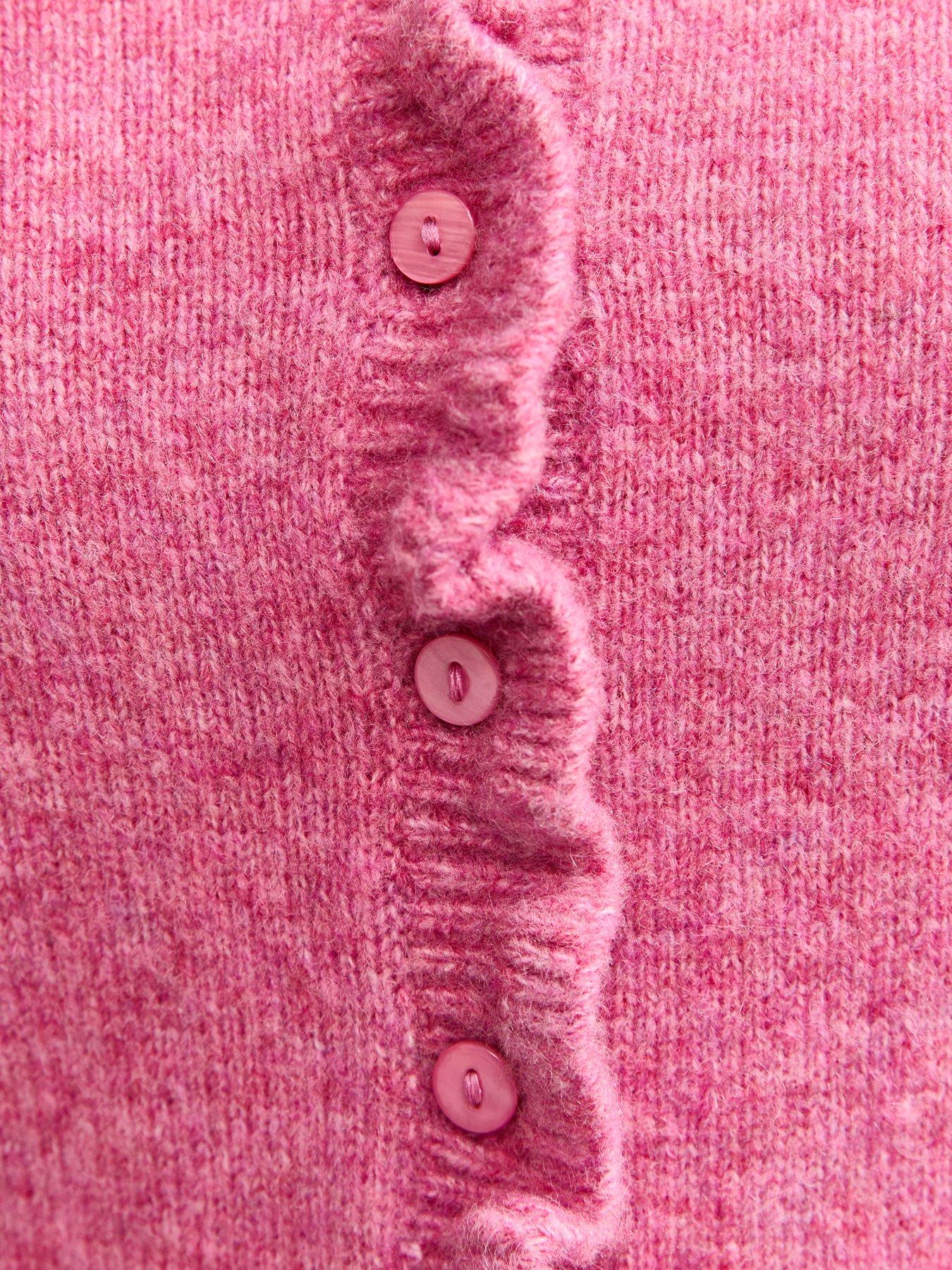  image of new-look-frilly-button-front-cardigan-pink